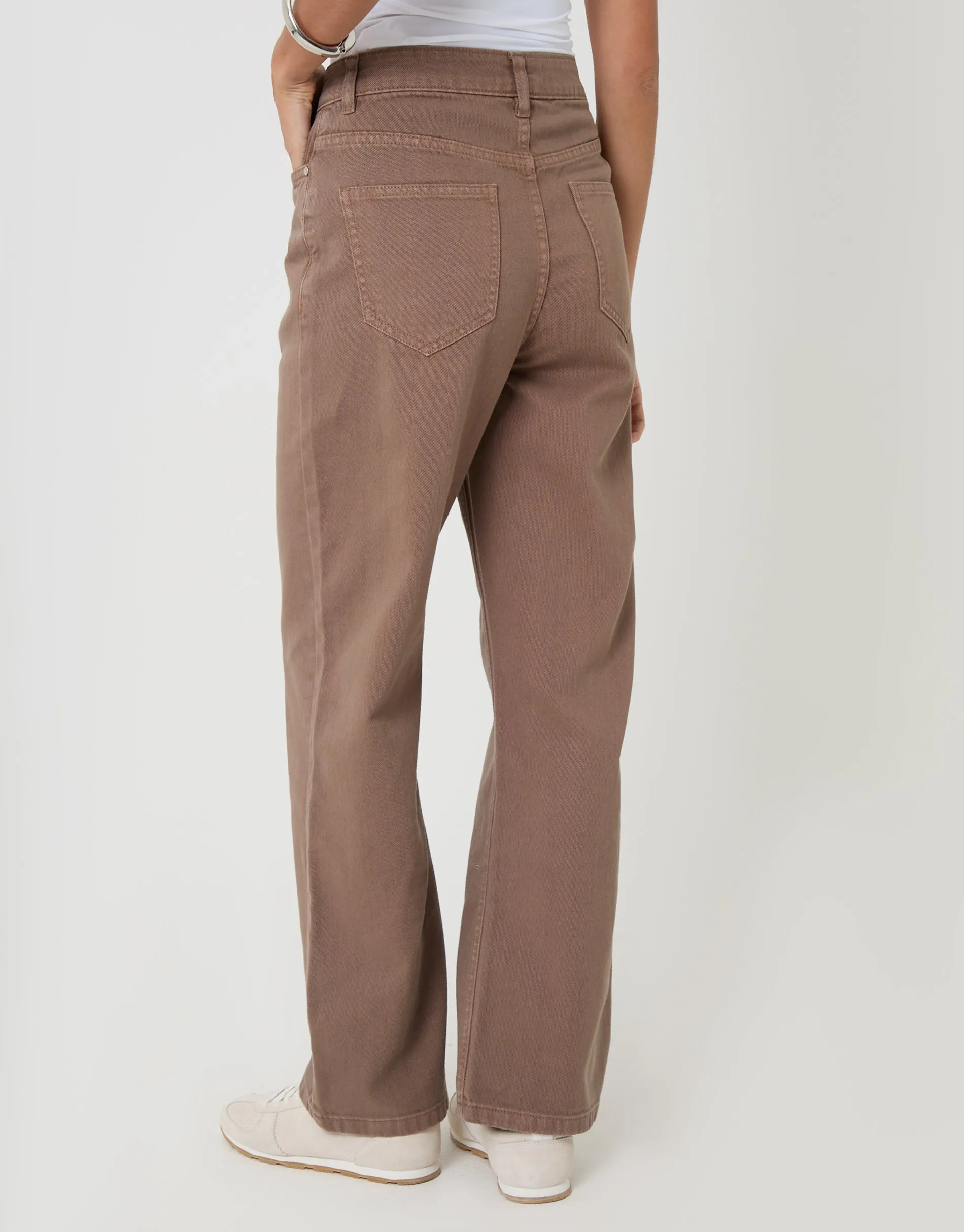 Petite Straight Leg Jeans in Mocha Brown sold by Threadbare product image thumbnail 3