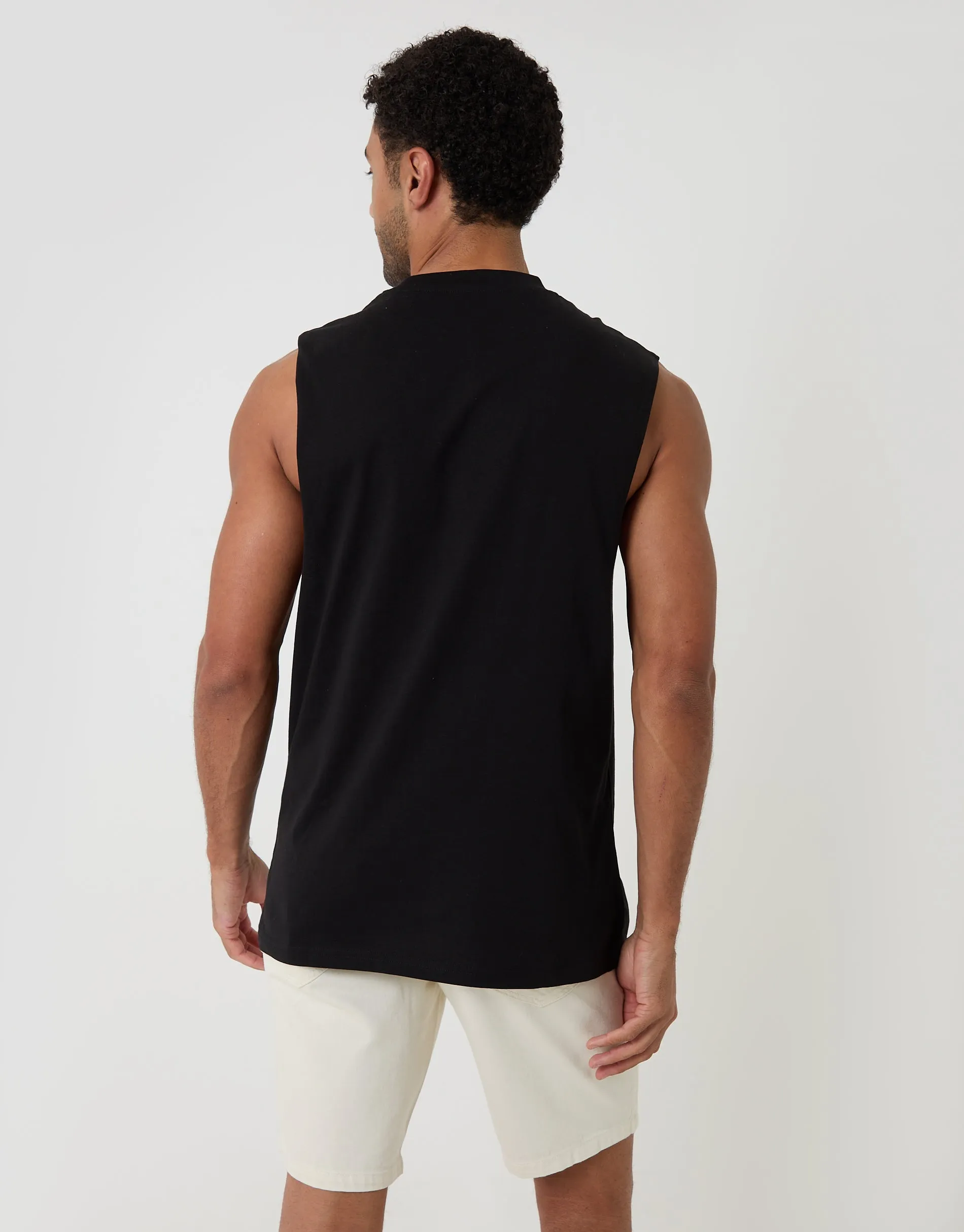 Relaxed Fit Cotton Crew Neck Vest in Black sold by Threadbare product image thumbnail 2