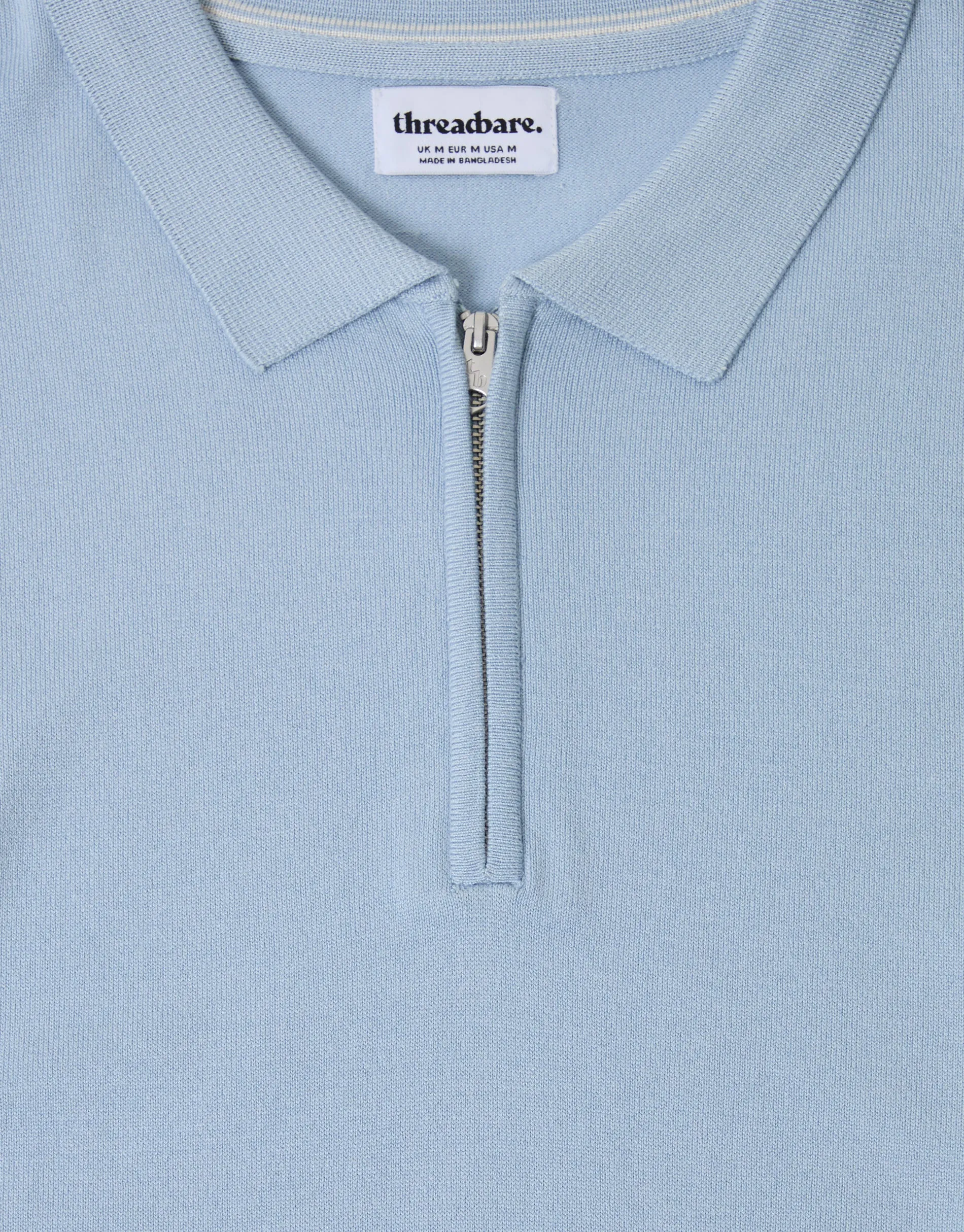 Quarter Zip Knitted Polo in Light Blue sold by Threadbare product image thumbnail 5
