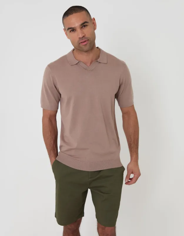 Regular Fit Stretch 3 Pocket Chino Shorts in Khaki Green made by Threadbare