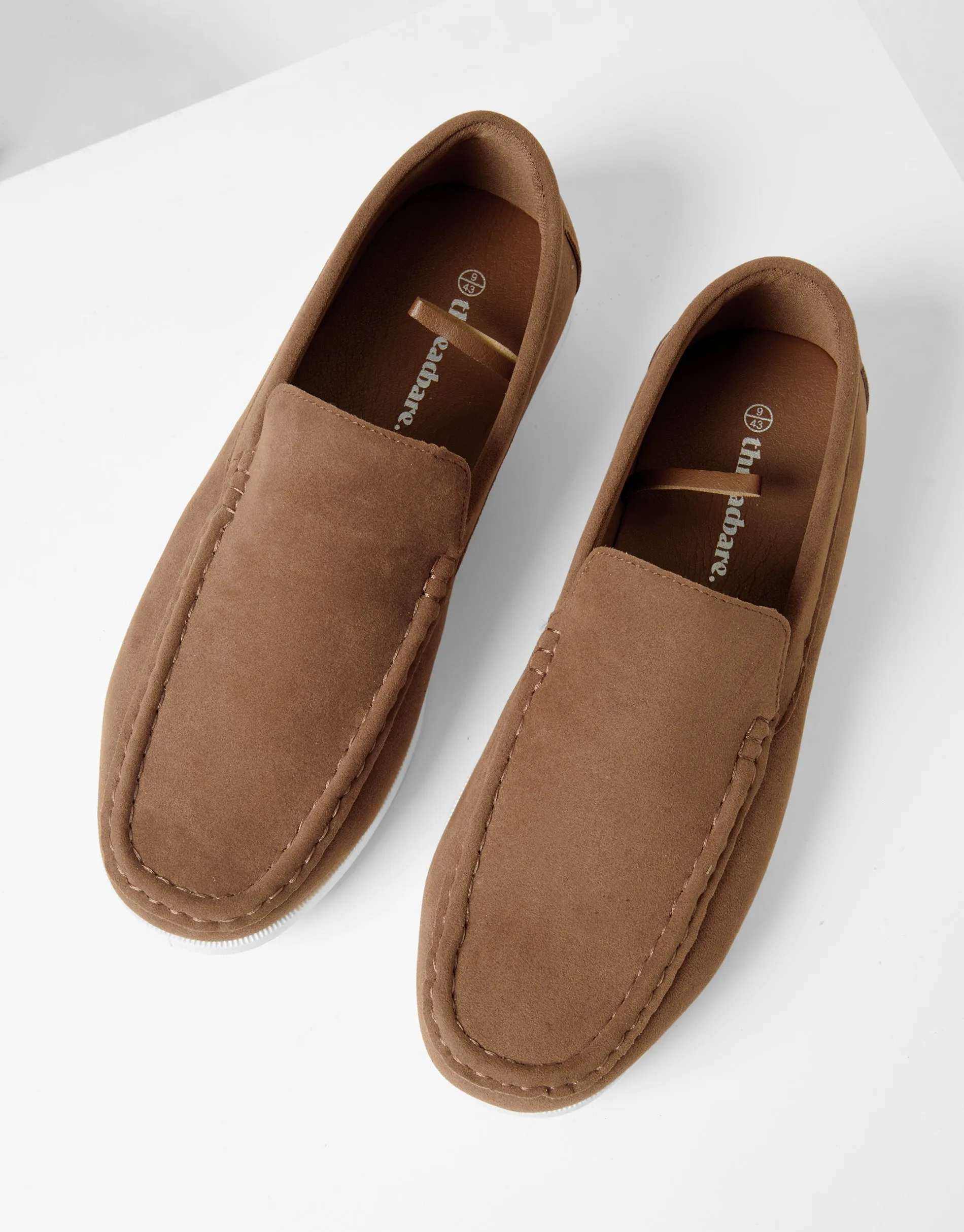 Faux Suede Slip On Loafers in Taupe sold by Threadbare product image thumbnail 3