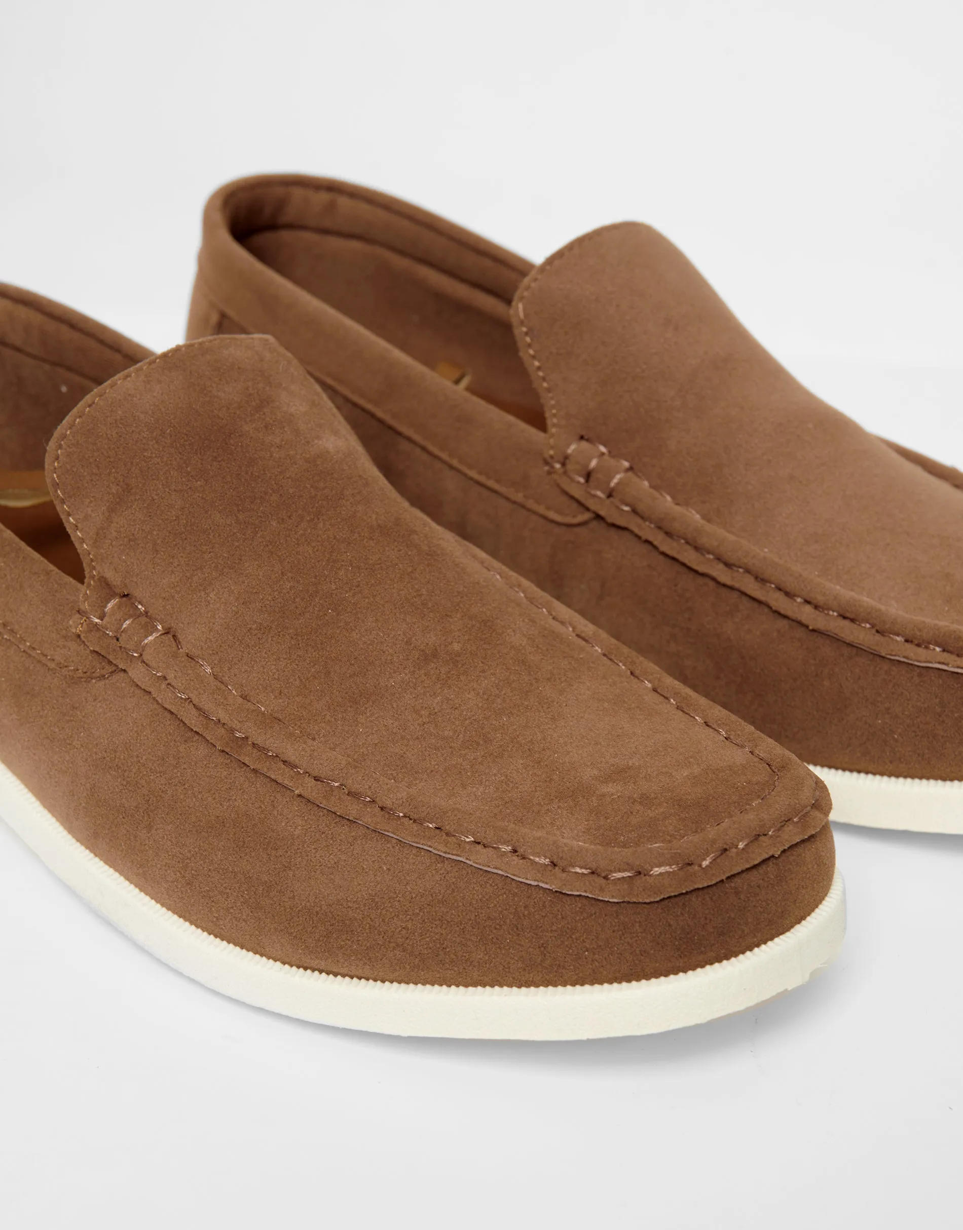 Faux Suede Slip On Loafers in Taupe sold by Threadbare product image thumbnail 4
