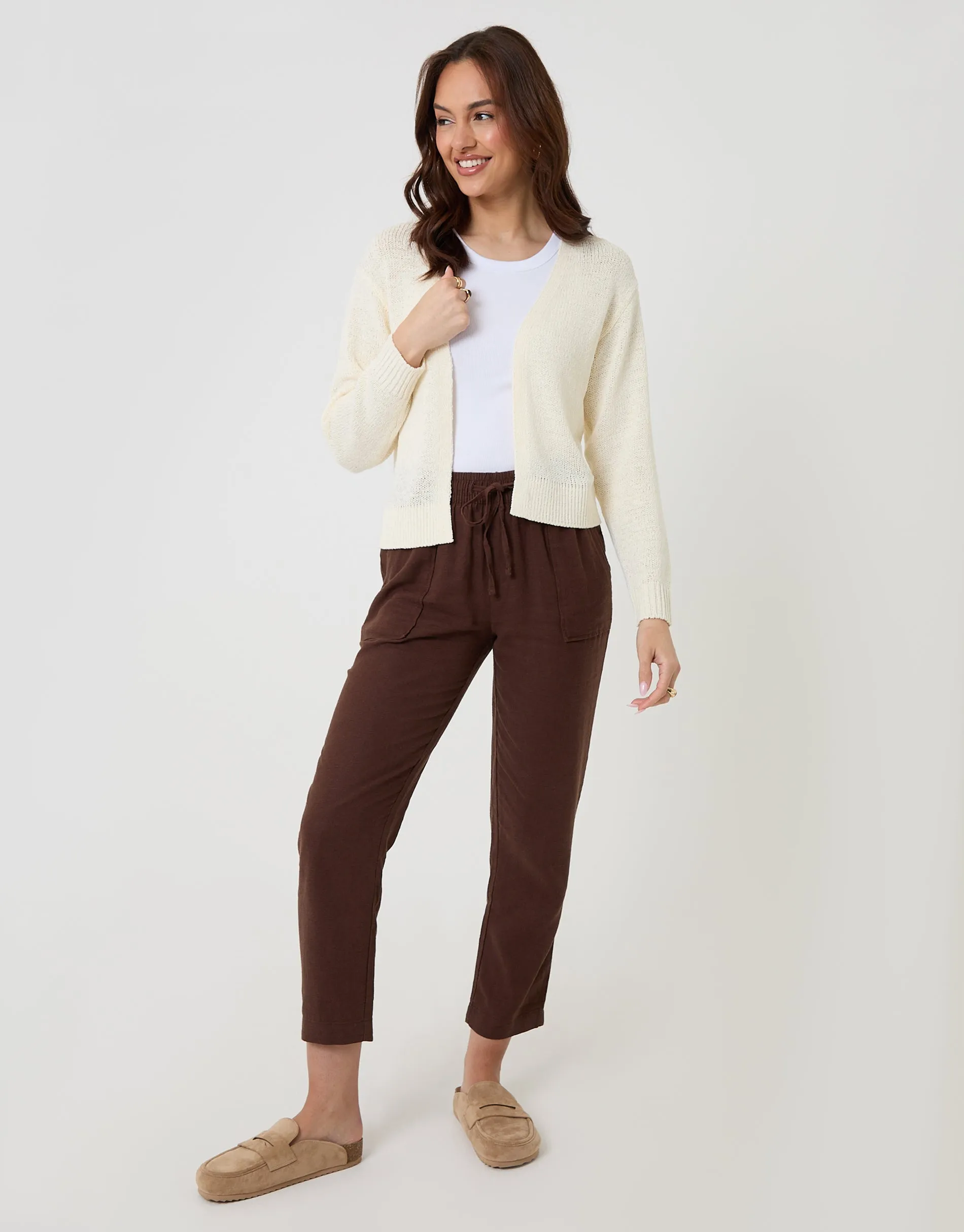 Dropped Shoulder Open Cardigan in Cream sold by Threadbare product image thumbnail 3
