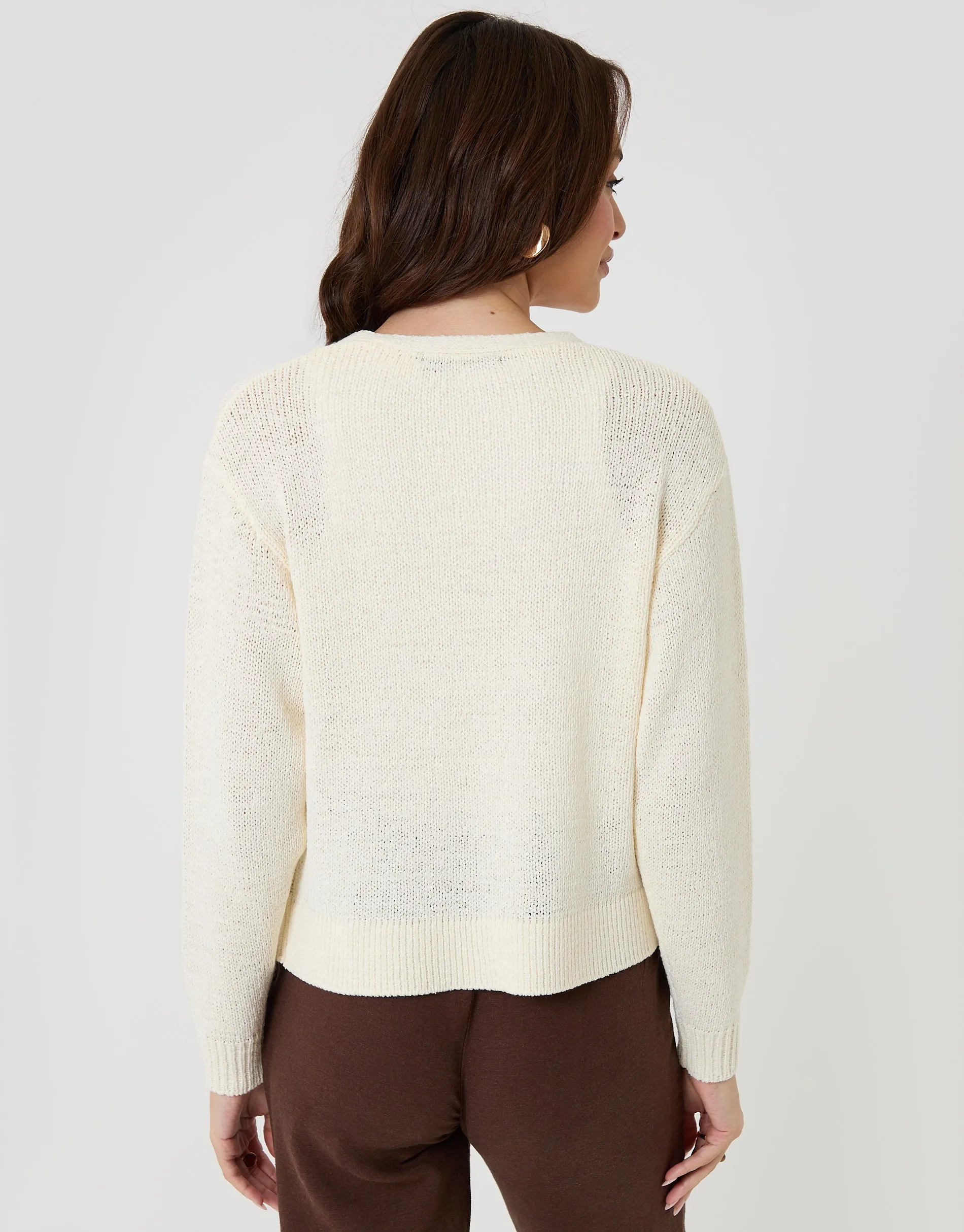 Dropped Shoulder Open Cardigan in Cream sold by Threadbare product image thumbnail 2