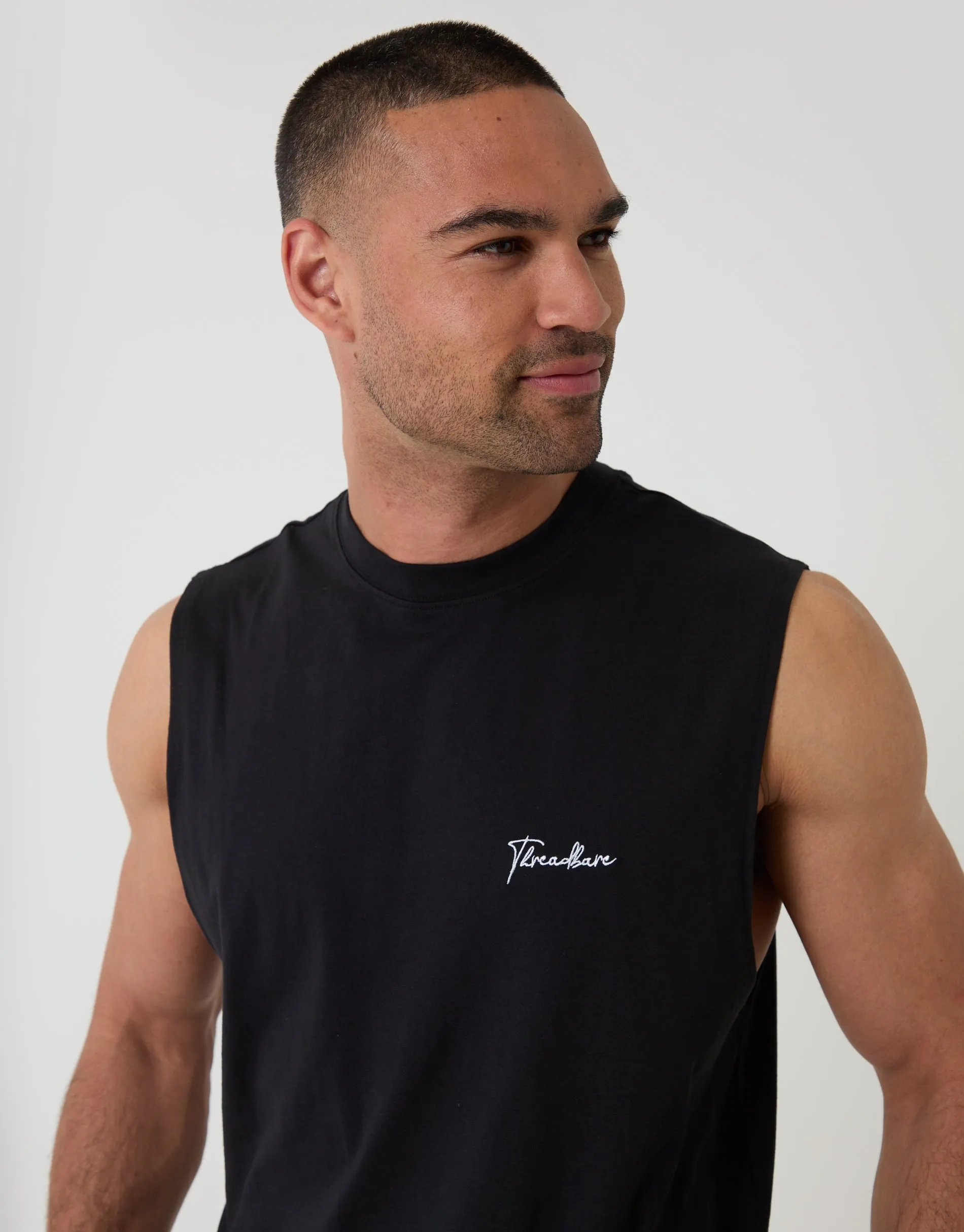 Relaxed Fit Sleeveless Short Lounge Set in Black sold by Threadbare product image thumbnail 4