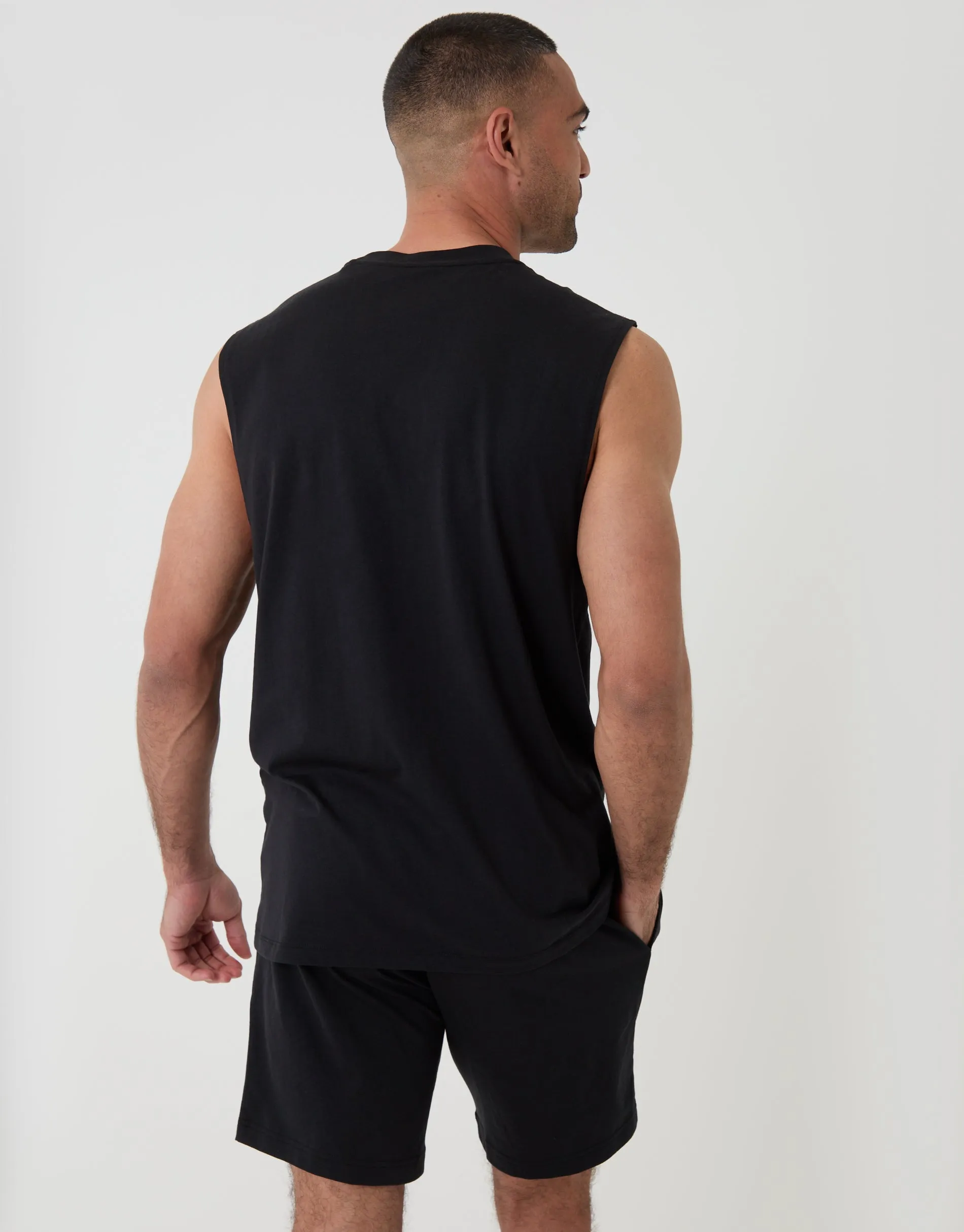 Relaxed Fit Sleeveless Short Lounge Set in Black sold by Threadbare product image thumbnail 2