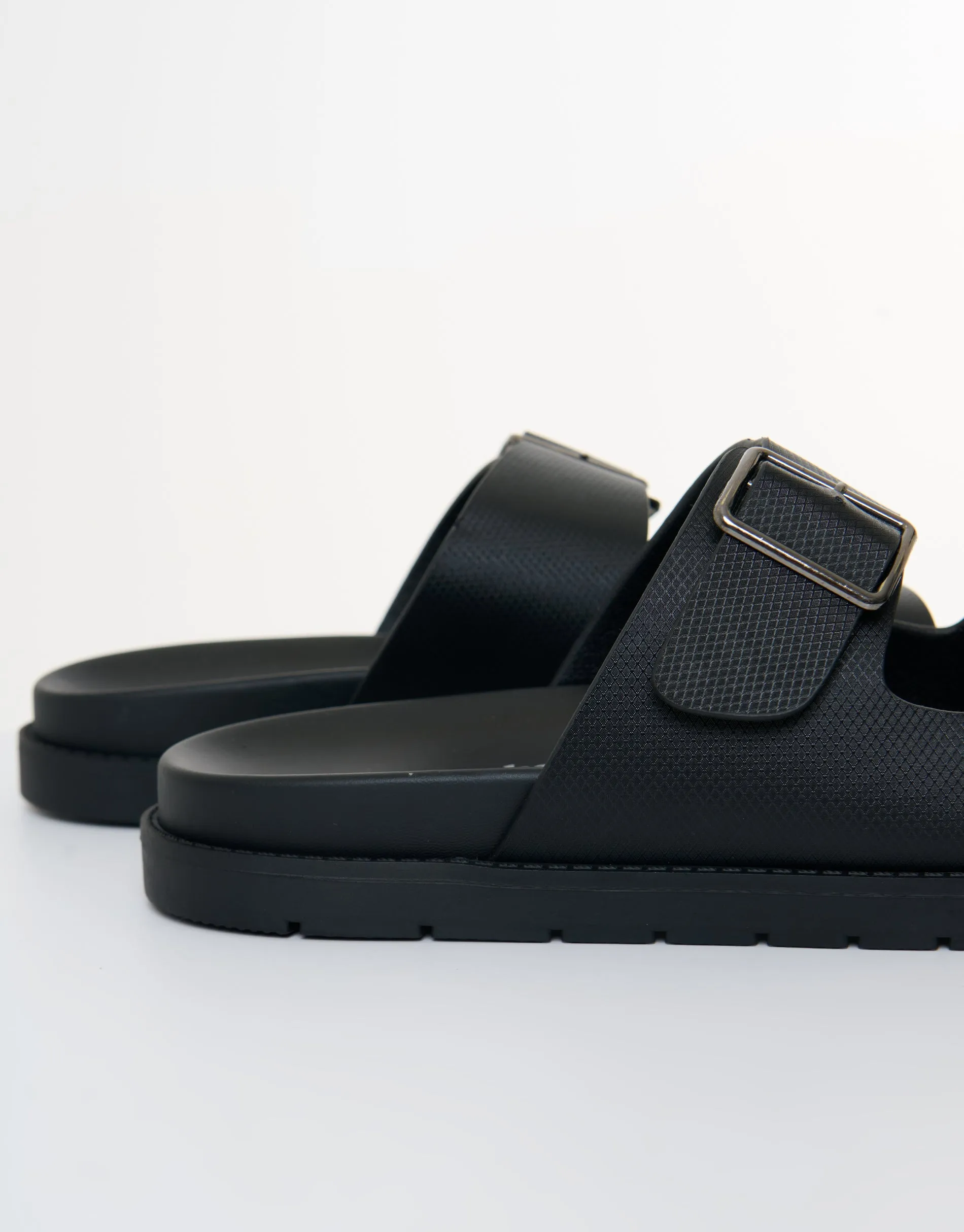 Faux Leather Buckle Strap Sandals in Black sold by Threadbare product image thumbnail 4