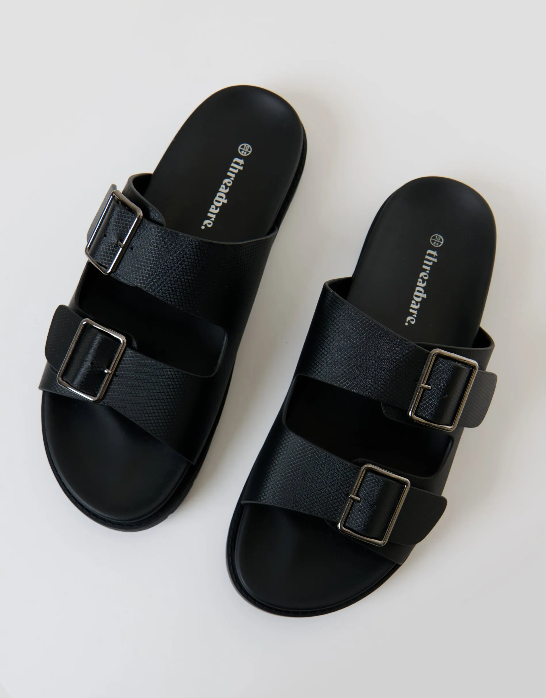 Faux Leather Buckle Strap Sandals in Black sold by Threadbare product image thumbnail 2