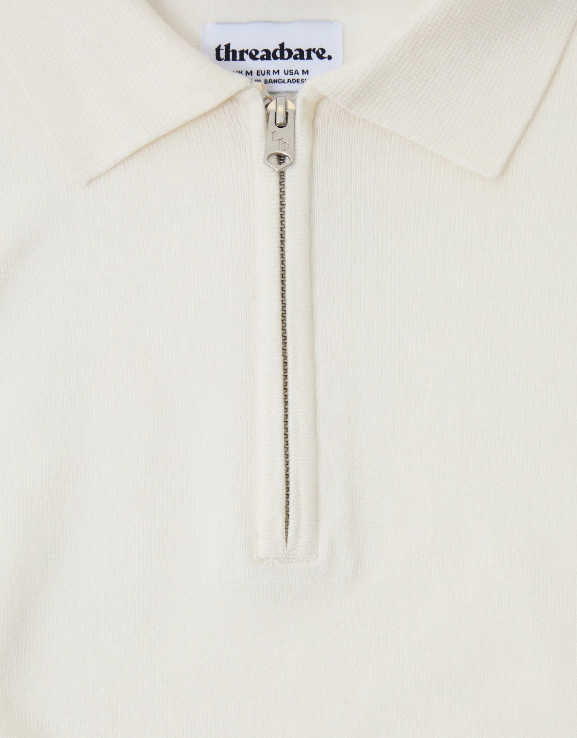 Ecru Relaxed Fit Knitted Quarter Zip Polo sold by Threadbare product image thumbnail 5