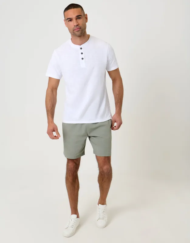 Shorter Length Elasticated Waist Stretch Chino Shorts in Sage Green made by Threadbare