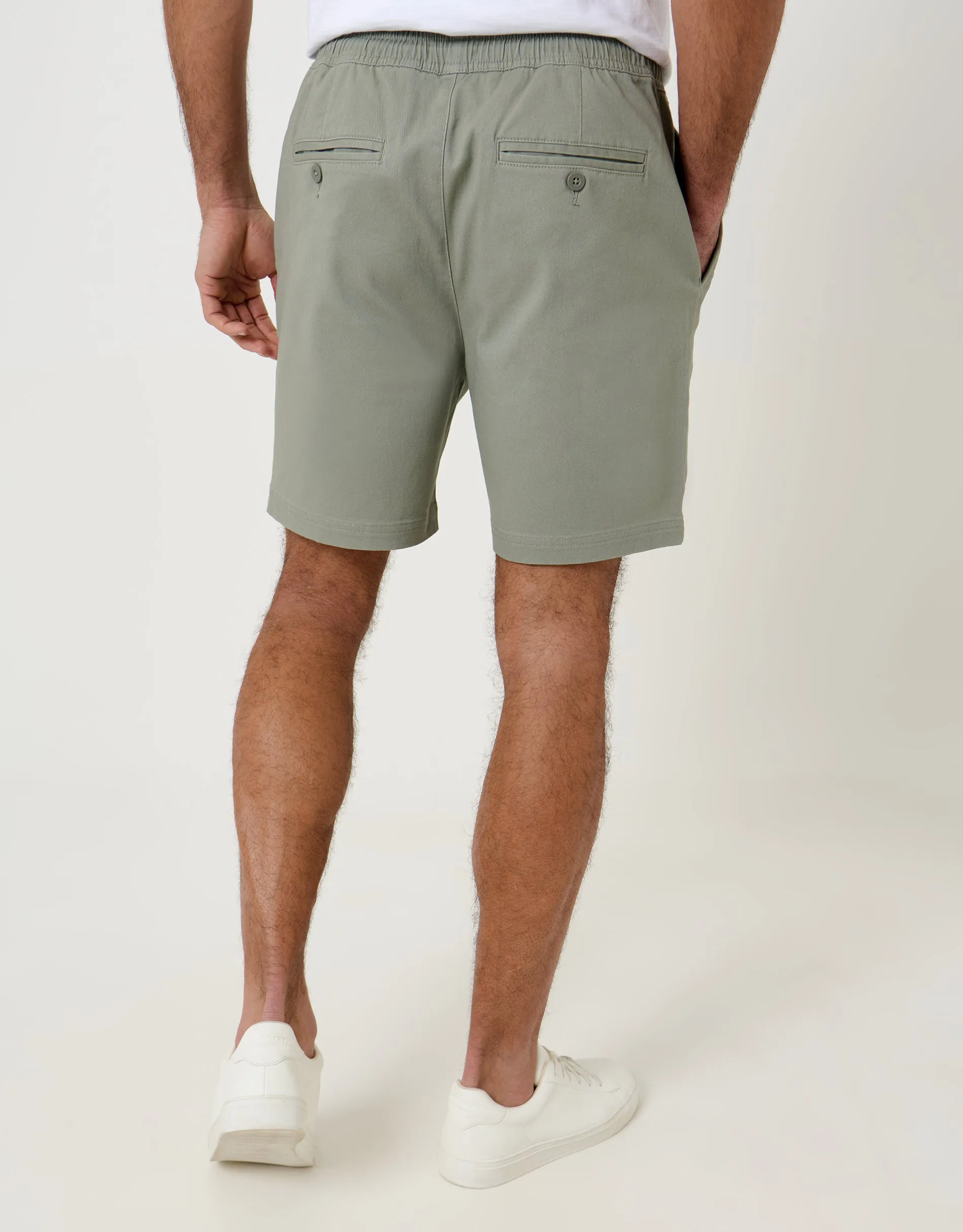 Shorter Length Elasticated Waist Stretch Chino Shorts in Sage Green sold by Threadbare product image thumbnail 3