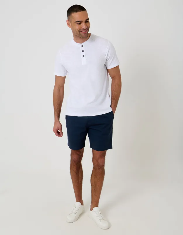Shorter Length Elasticated Waist Stretch Chino Shorts in Navy made by Threadbare
