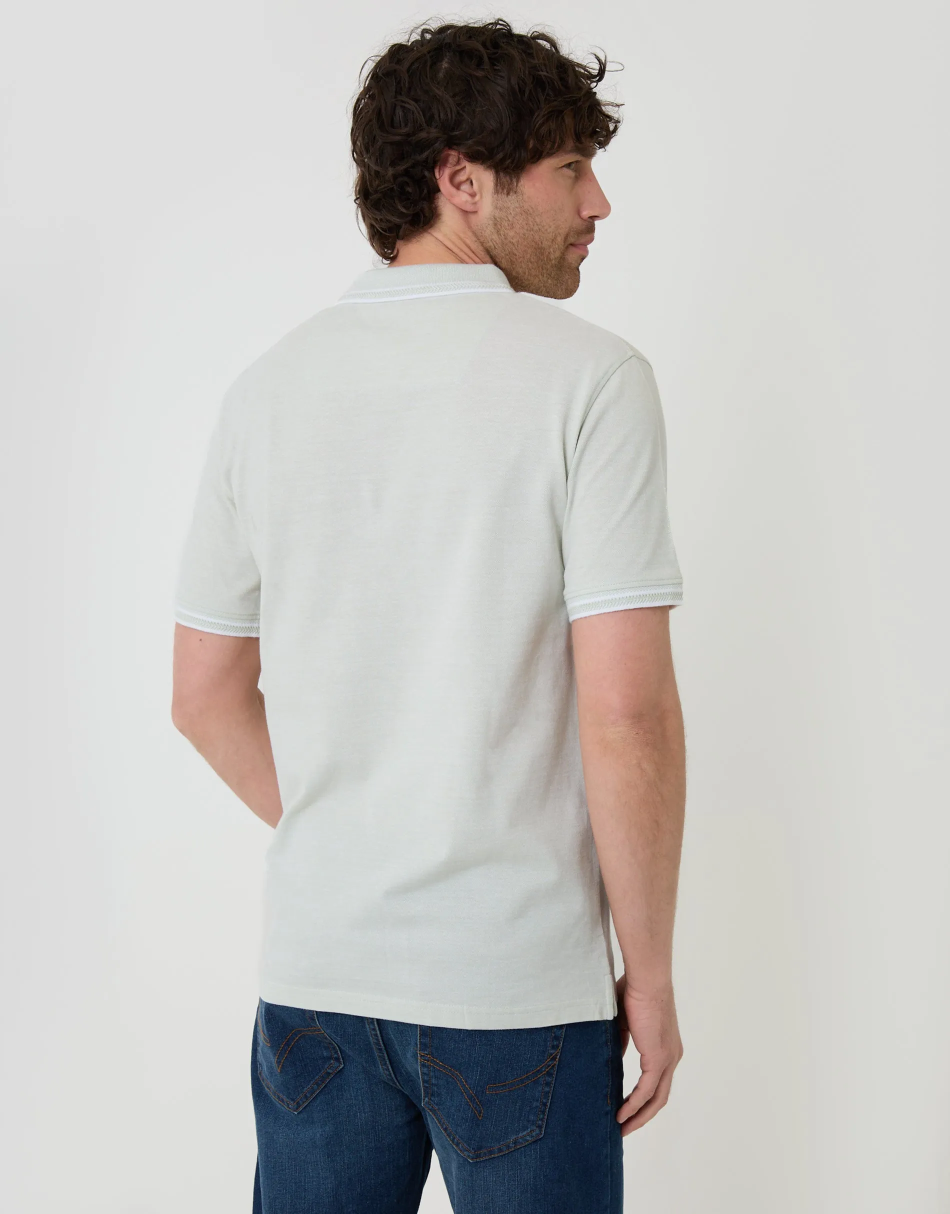 Two Tone Cotton Pique Polo Shirt in Light Blue sold by Threadbare product image thumbnail 2