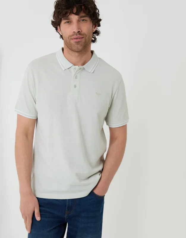 Two Tone Cotton Pique Polo Shirt in Light Blue made by Threadbare