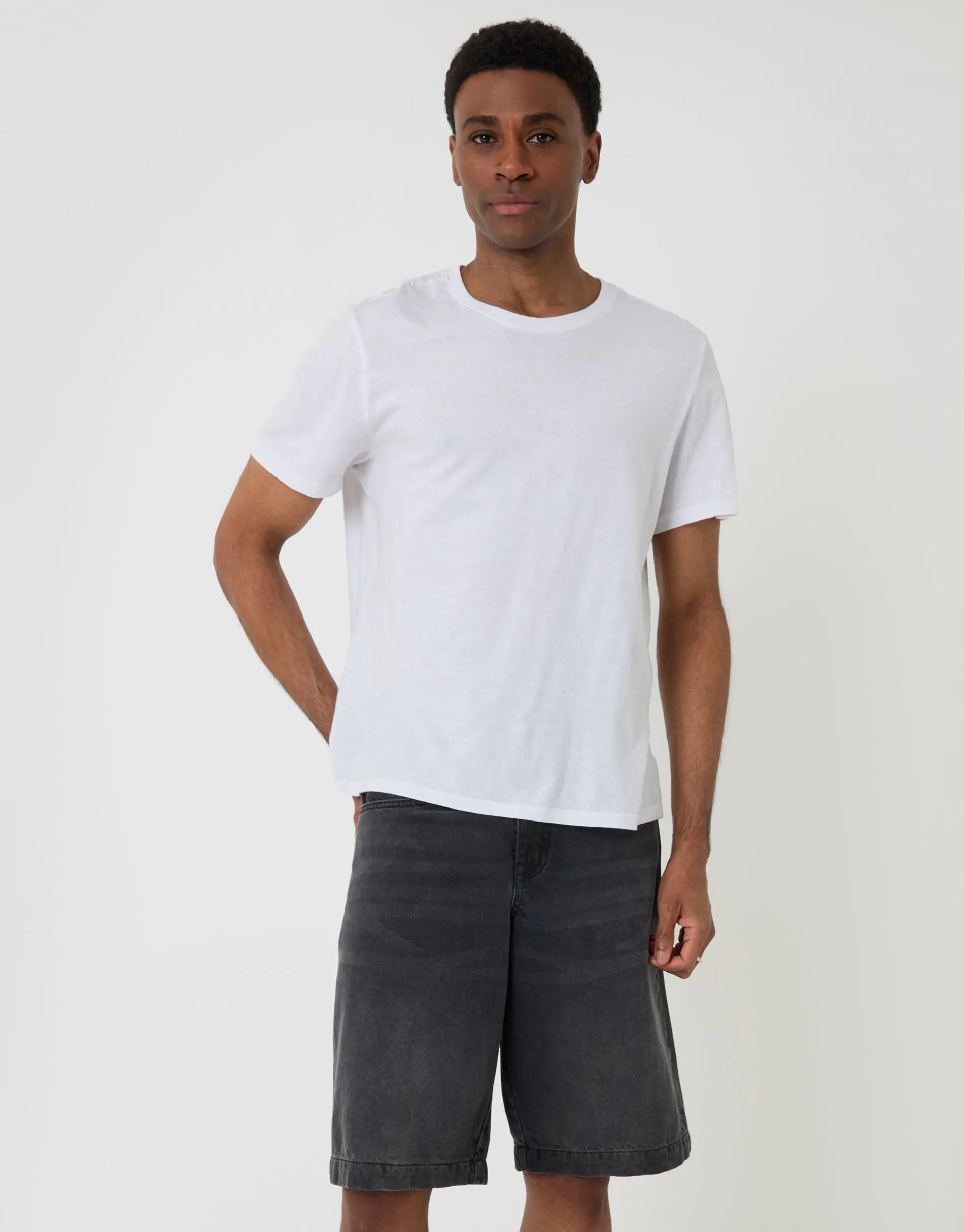 Baggy Fit Denim Shorts in Grey Wash sold by Threadbare