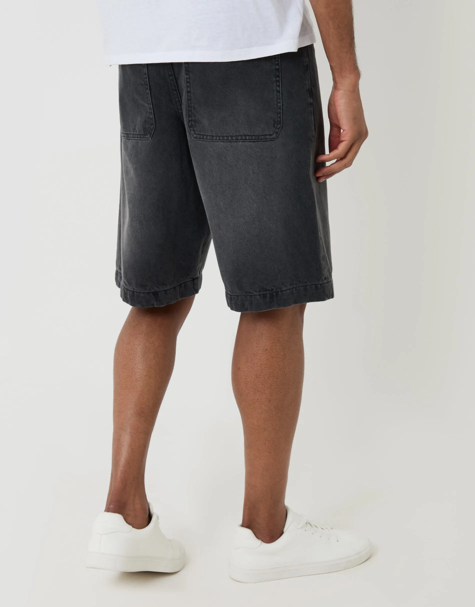 Baggy Fit Denim Shorts in Grey Wash sold by Threadbare product image thumbnail 3