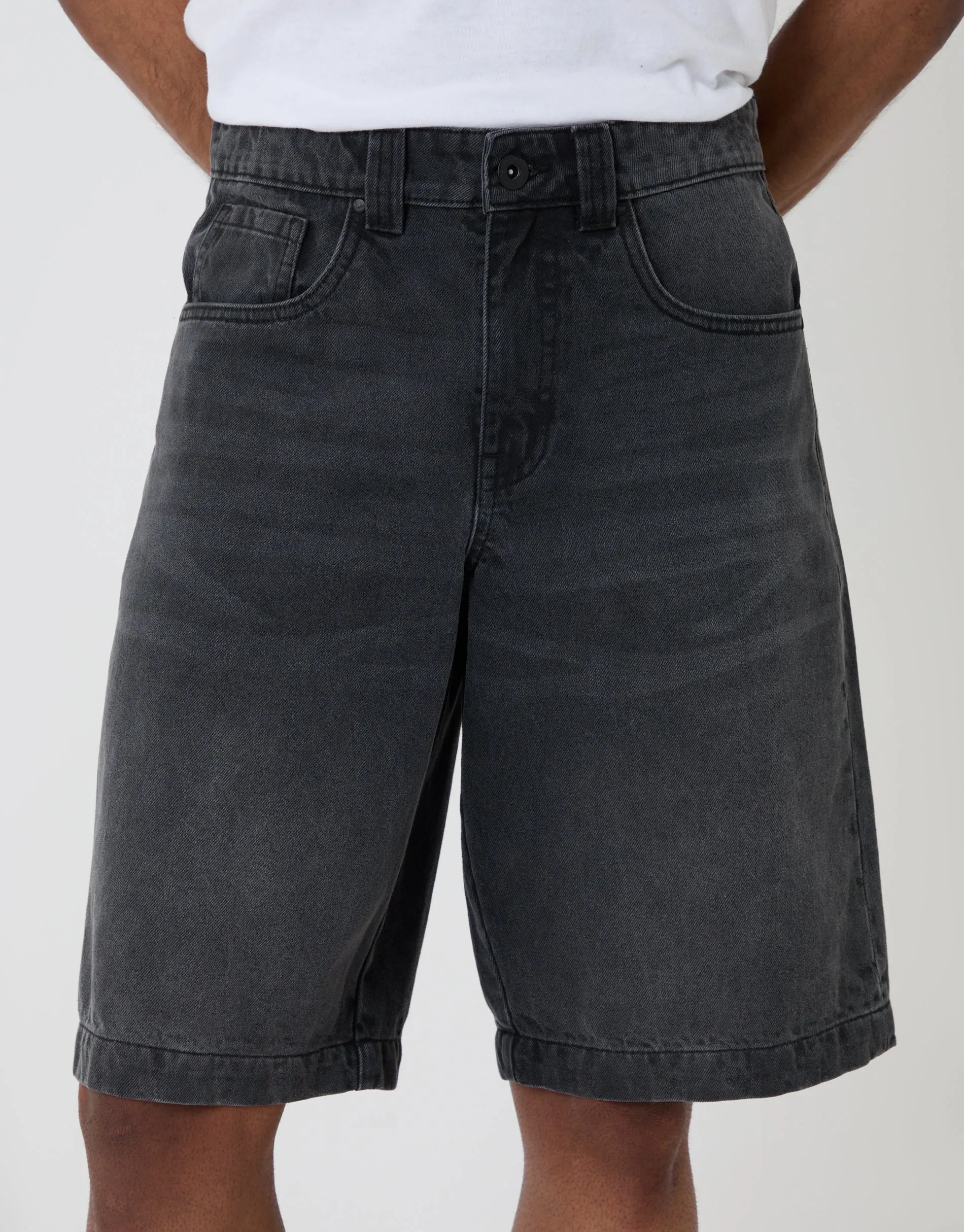 Baggy Fit Denim Shorts in Grey Wash sold by Threadbare product image thumbnail 4