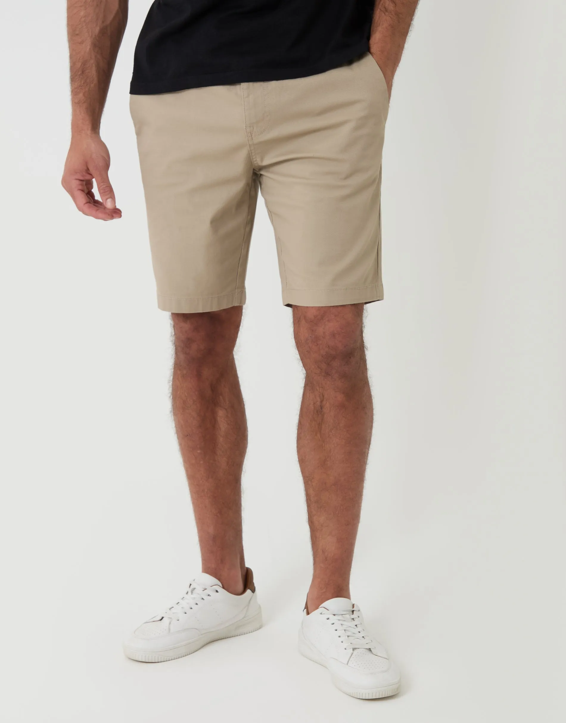 Regular Fit Elasticated Waist Stretch Chino Shorts in Stone sold by Threadbare product image thumbnail 2