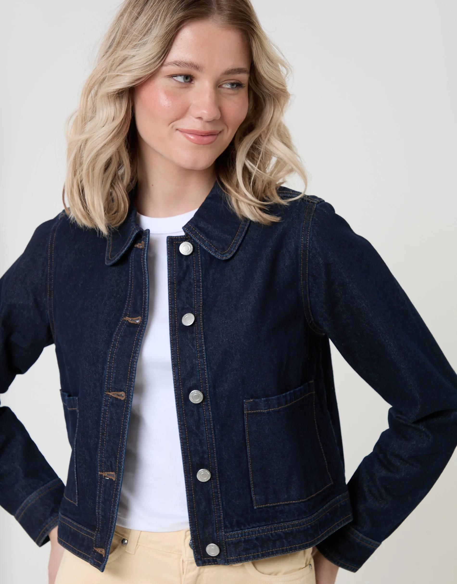Denim Jacket with Patch Pockets in Indigo sold by Threadbare product image thumbnail 4