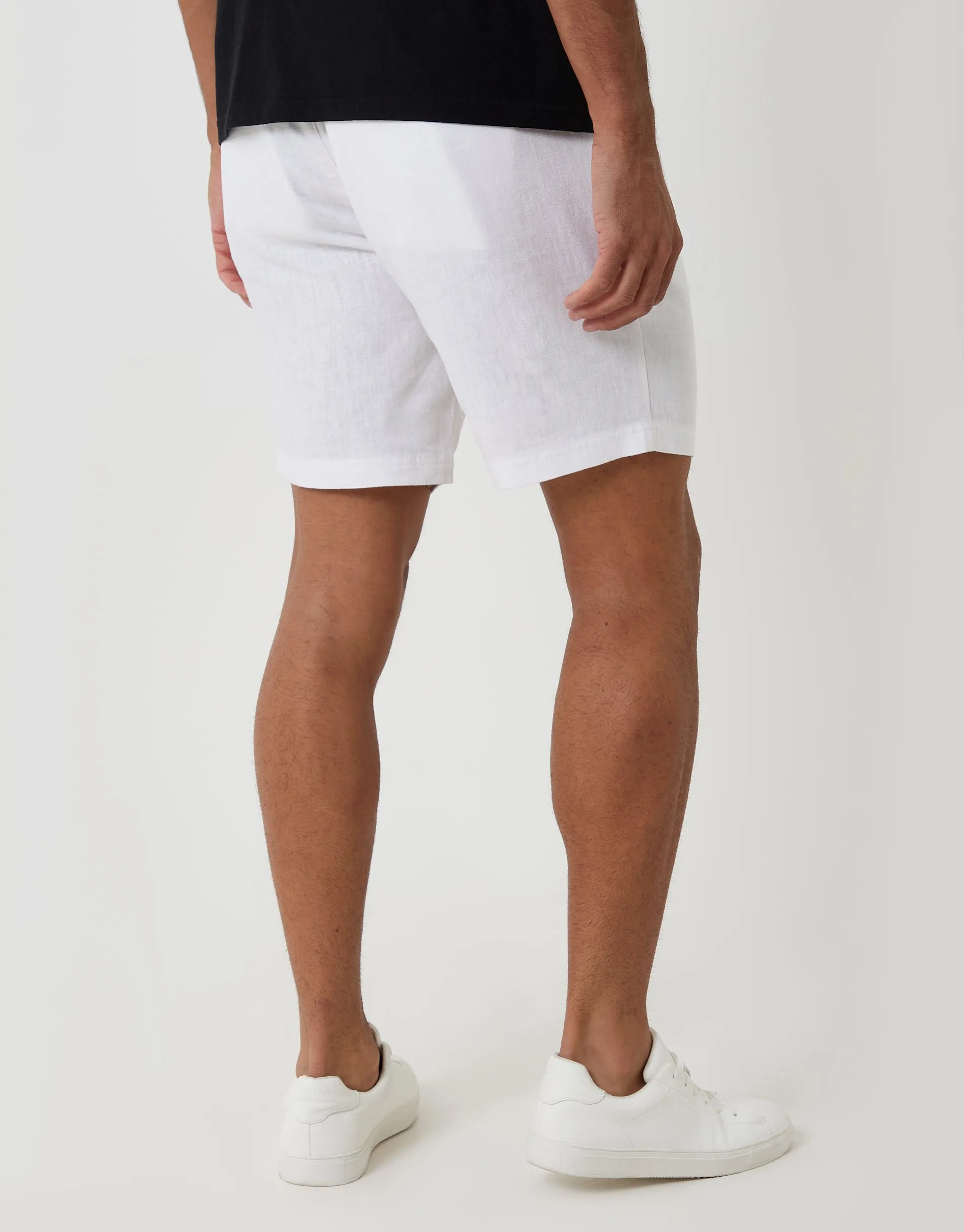 Shorter Length Elasticated Waist Linen Blend Shorts in White sold by Threadbare product image thumbnail 2