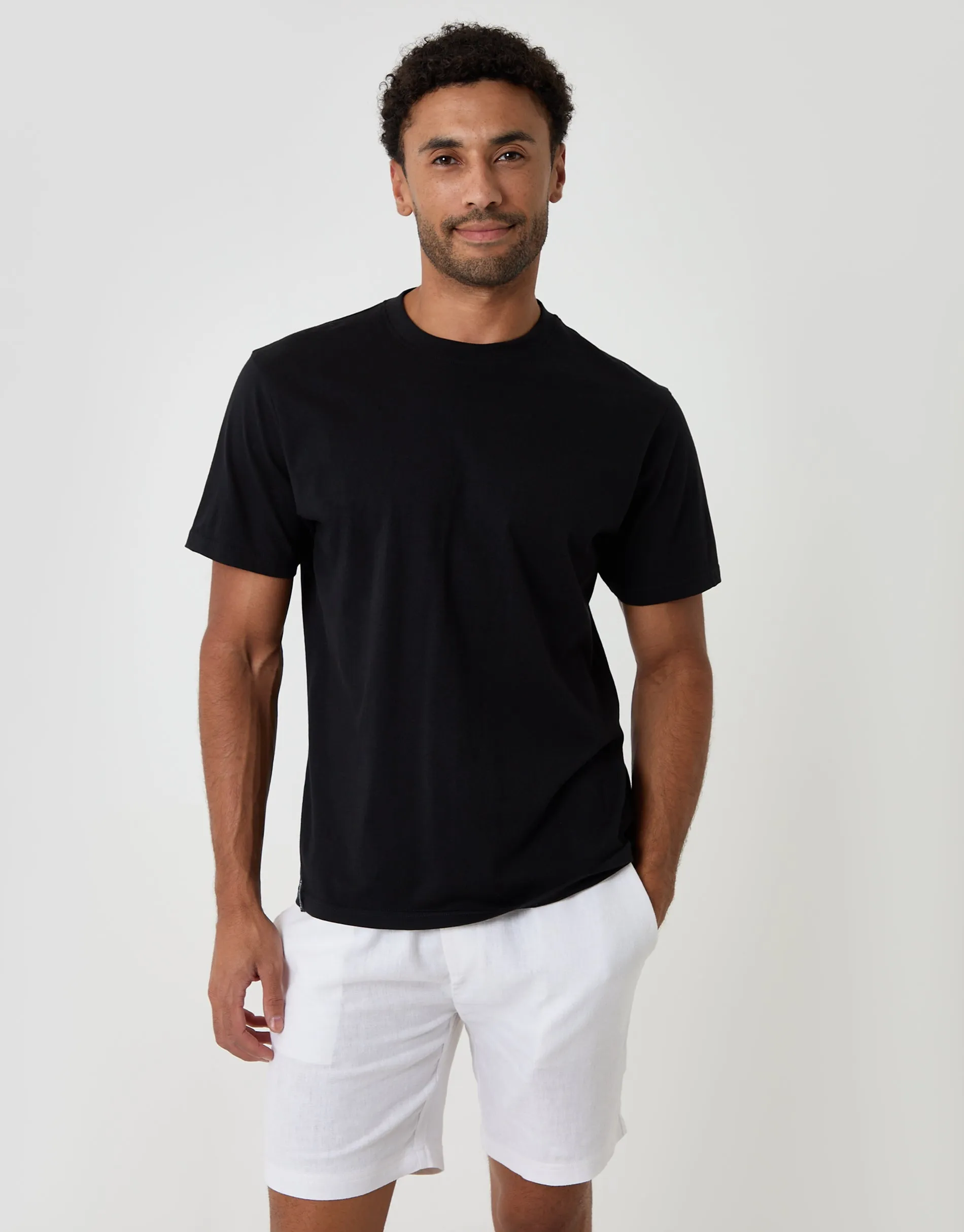 Shorter Length Elasticated Waist Linen Blend Shorts in White sold by Threadbare product image thumbnail 3