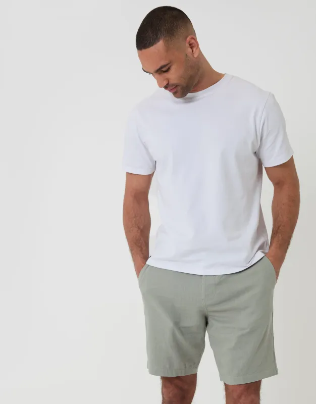 Regular Fit Linen Blend Shorts with Belt in Sage Green made by Threadbare
