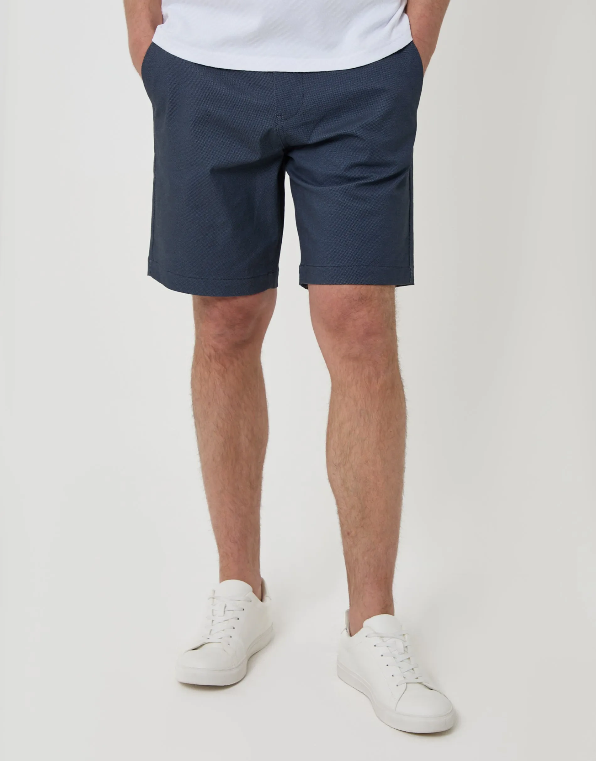 Regular Fit Stretch Chino Shorts with Belt in Navy sold by Threadbare product image thumbnail 2