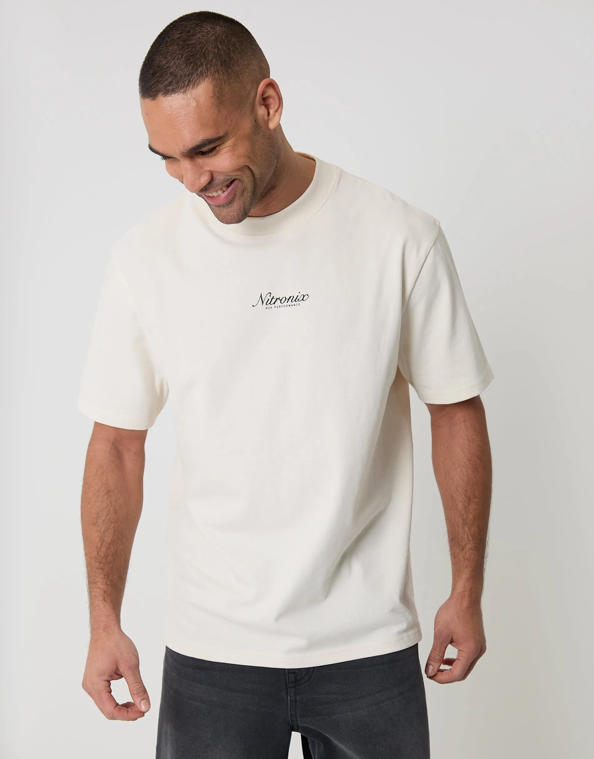 Relaxed Fit Nitronix Peached Cotton T-Shirt in Ecru sold by Threadbare product image thumbnail 2