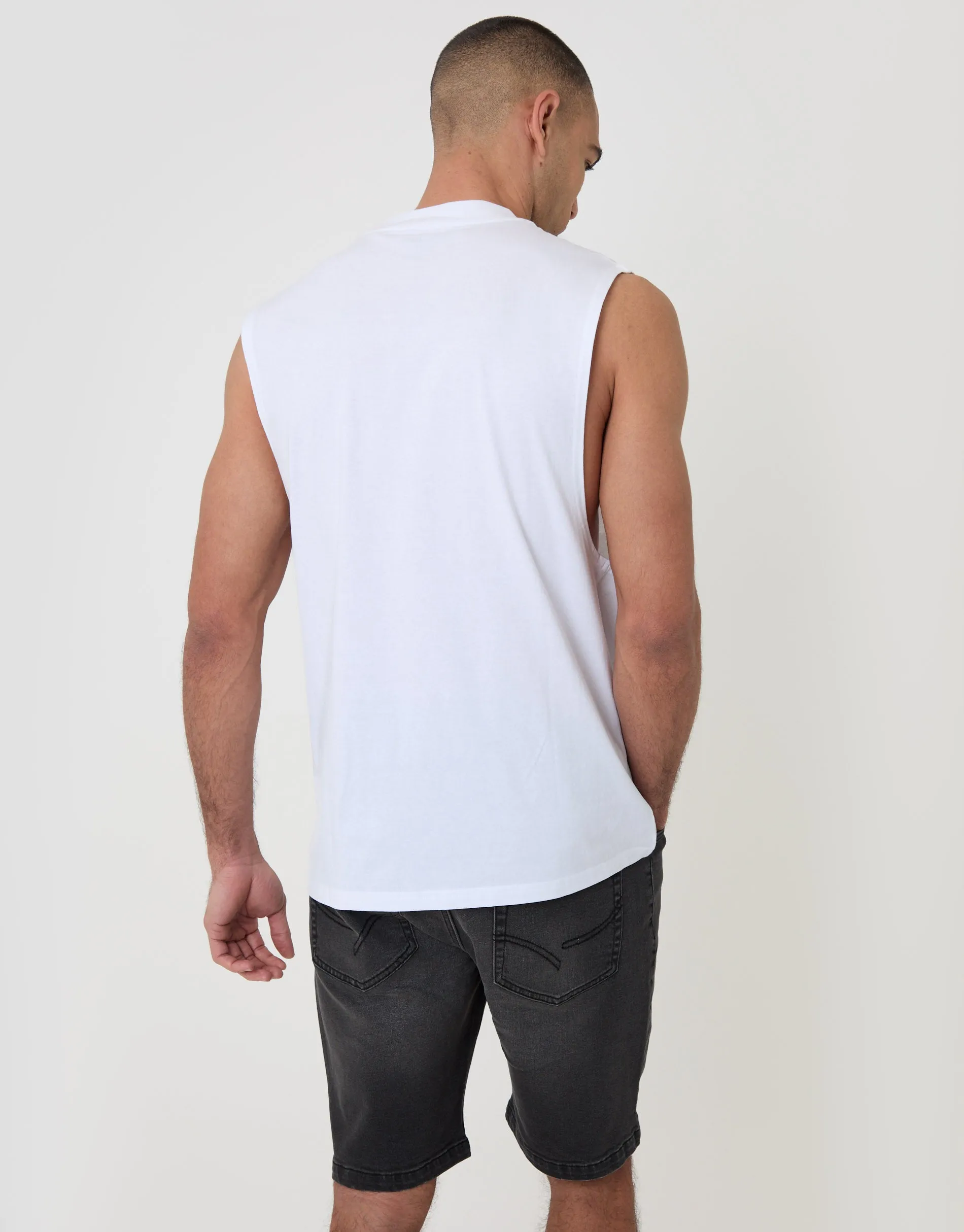 Relaxed Fit Cotton Crew Neck Vest in White sold by Threadbare product image thumbnail 2