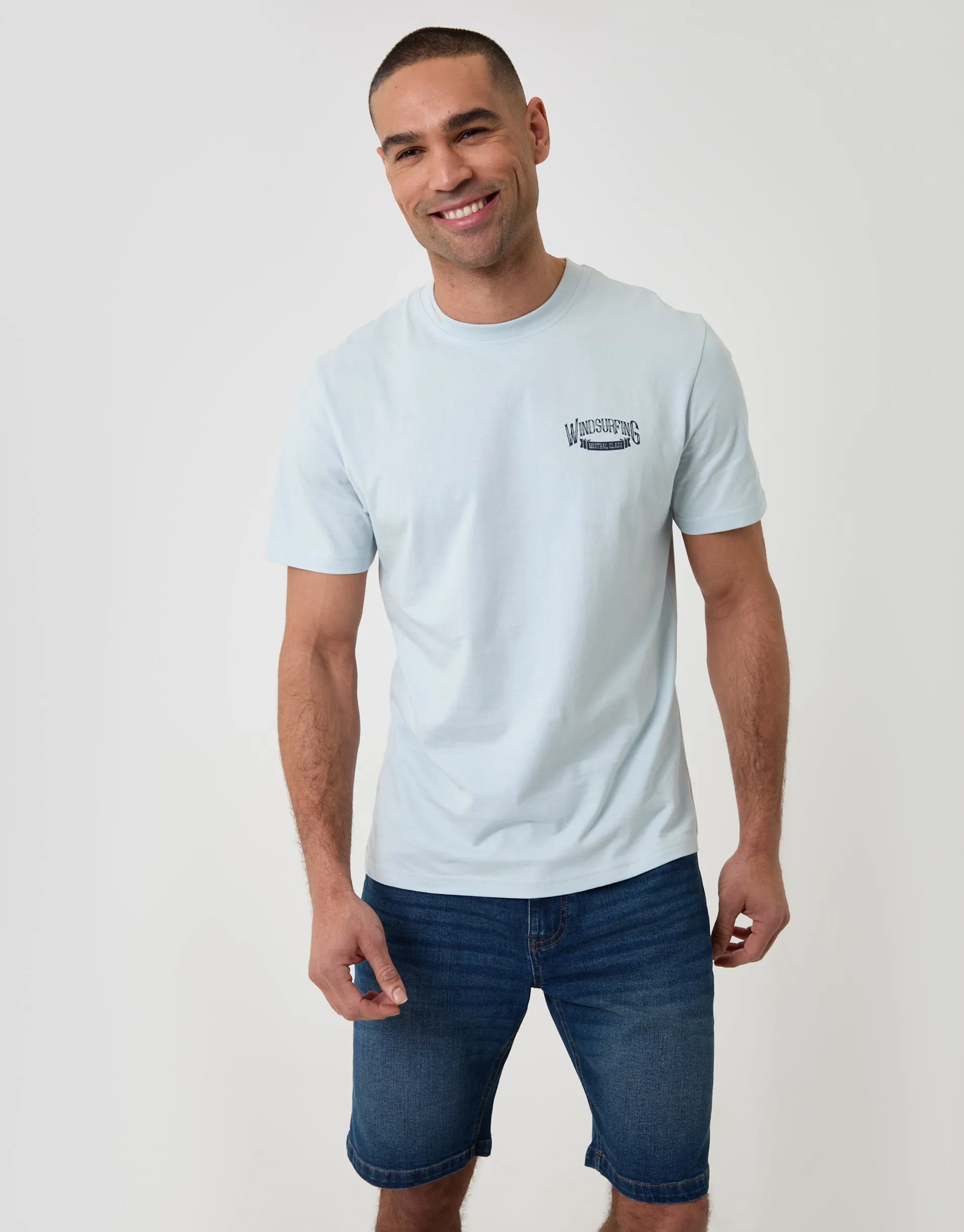 Windsurfing Cotton Crew Neck T-Shirt in Blue sold by Threadbare product image thumbnail 2