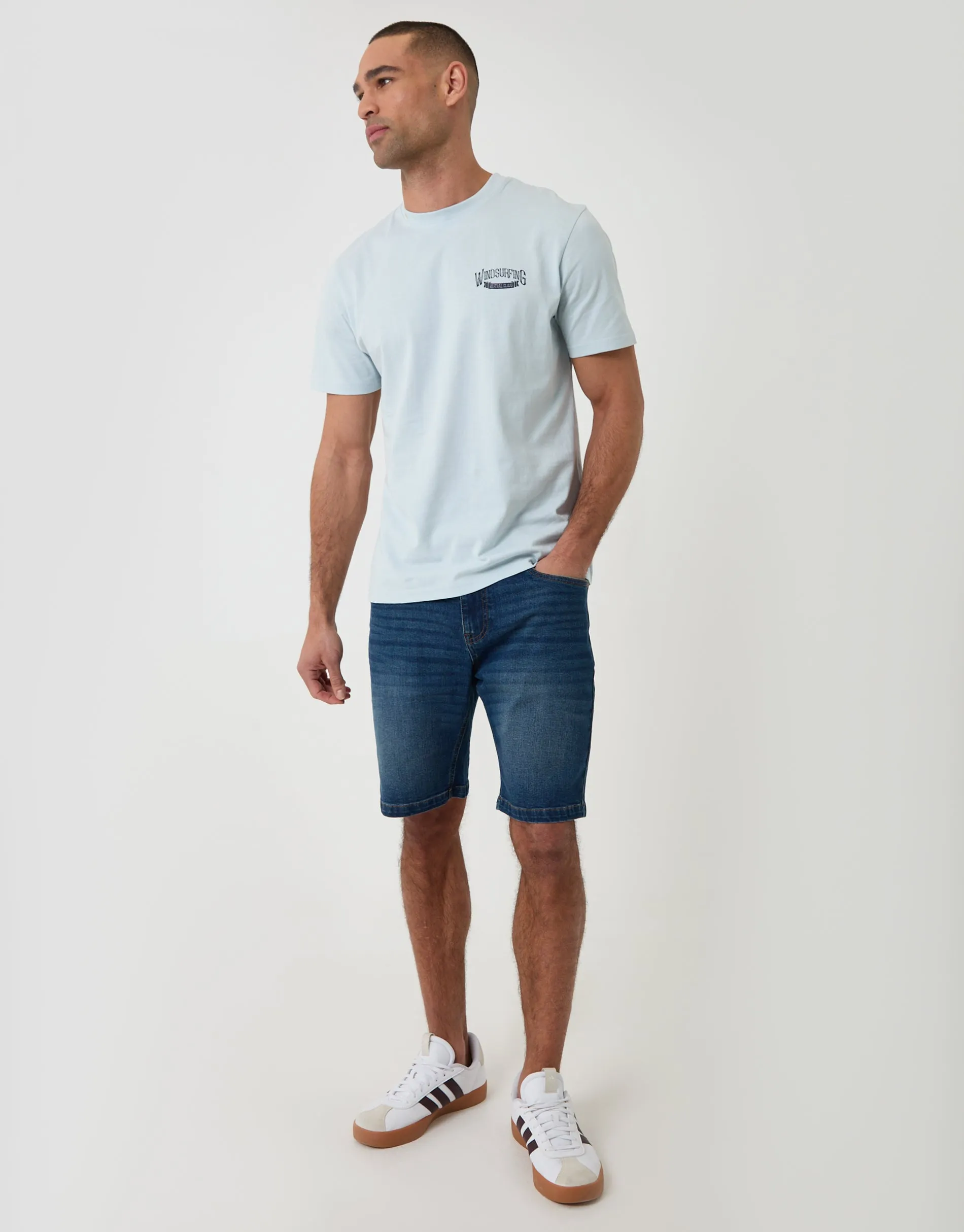 Windsurfing Cotton Crew Neck T-Shirt in Blue sold by Threadbare product image thumbnail 3