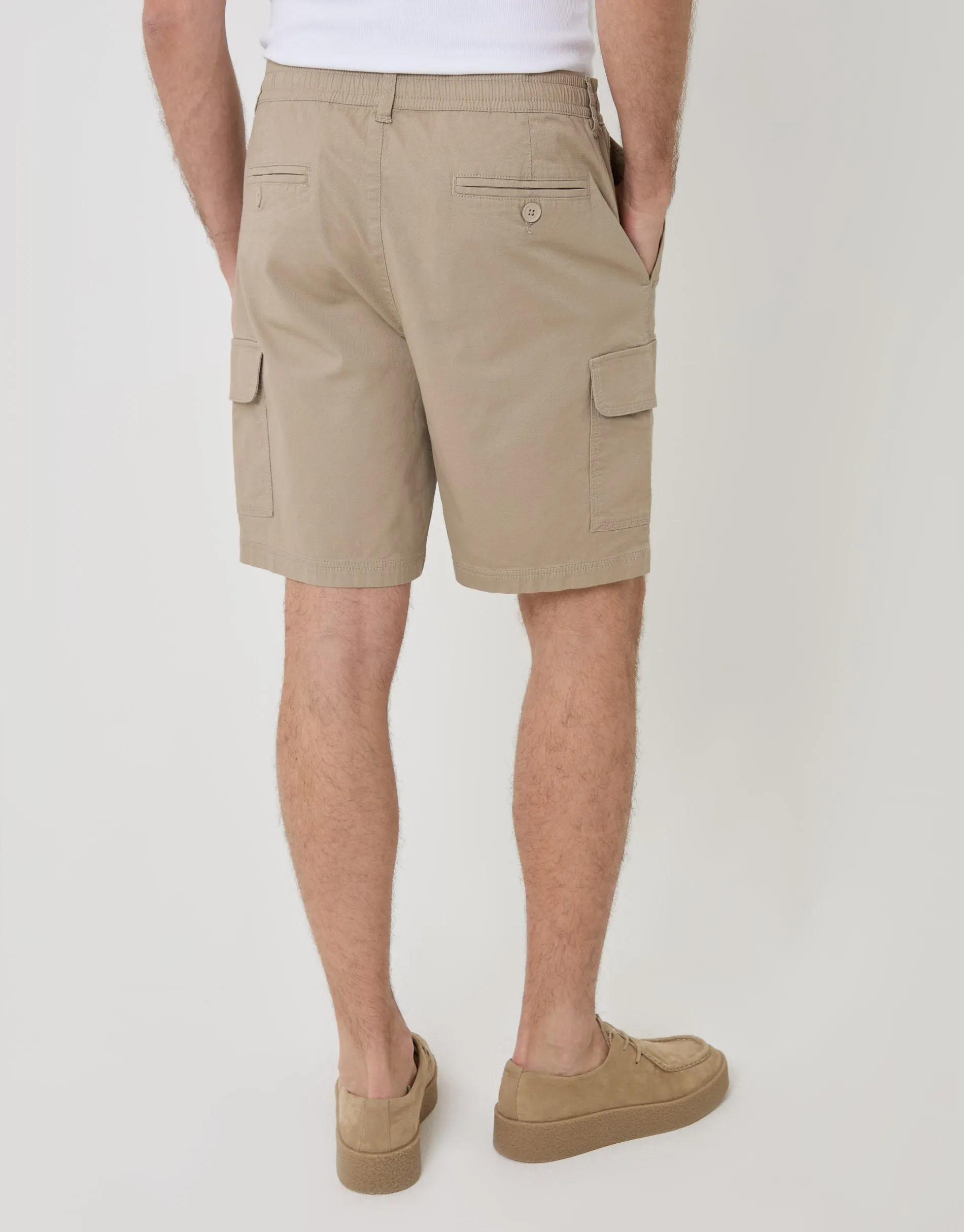 Regular Fit Textured Cargo Shorts in Stone sold by Threadbare product image thumbnail 3