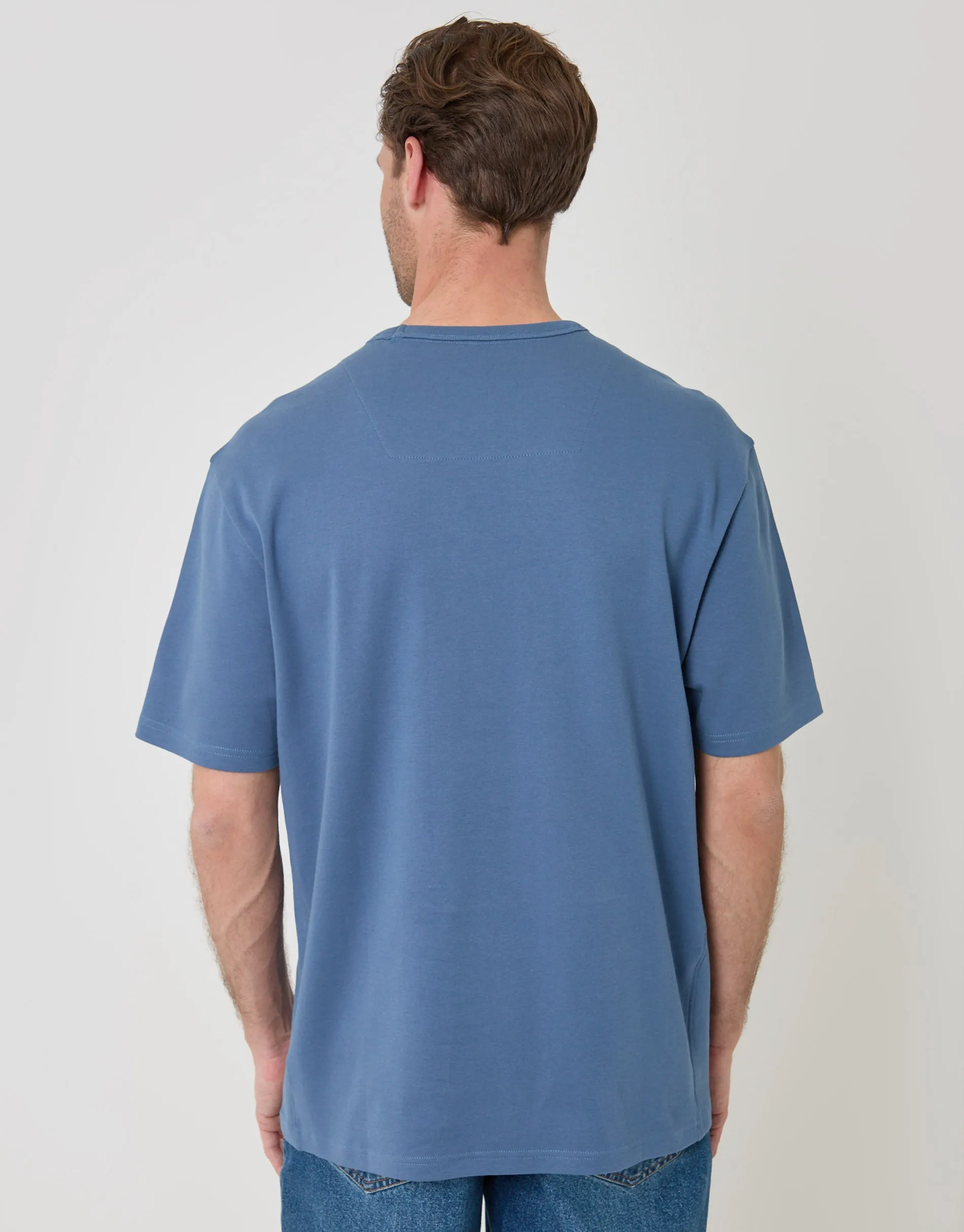 Relaxed Fit Textured Cotton T-Shirt in Denim Blue sold by Threadbare product image thumbnail 2