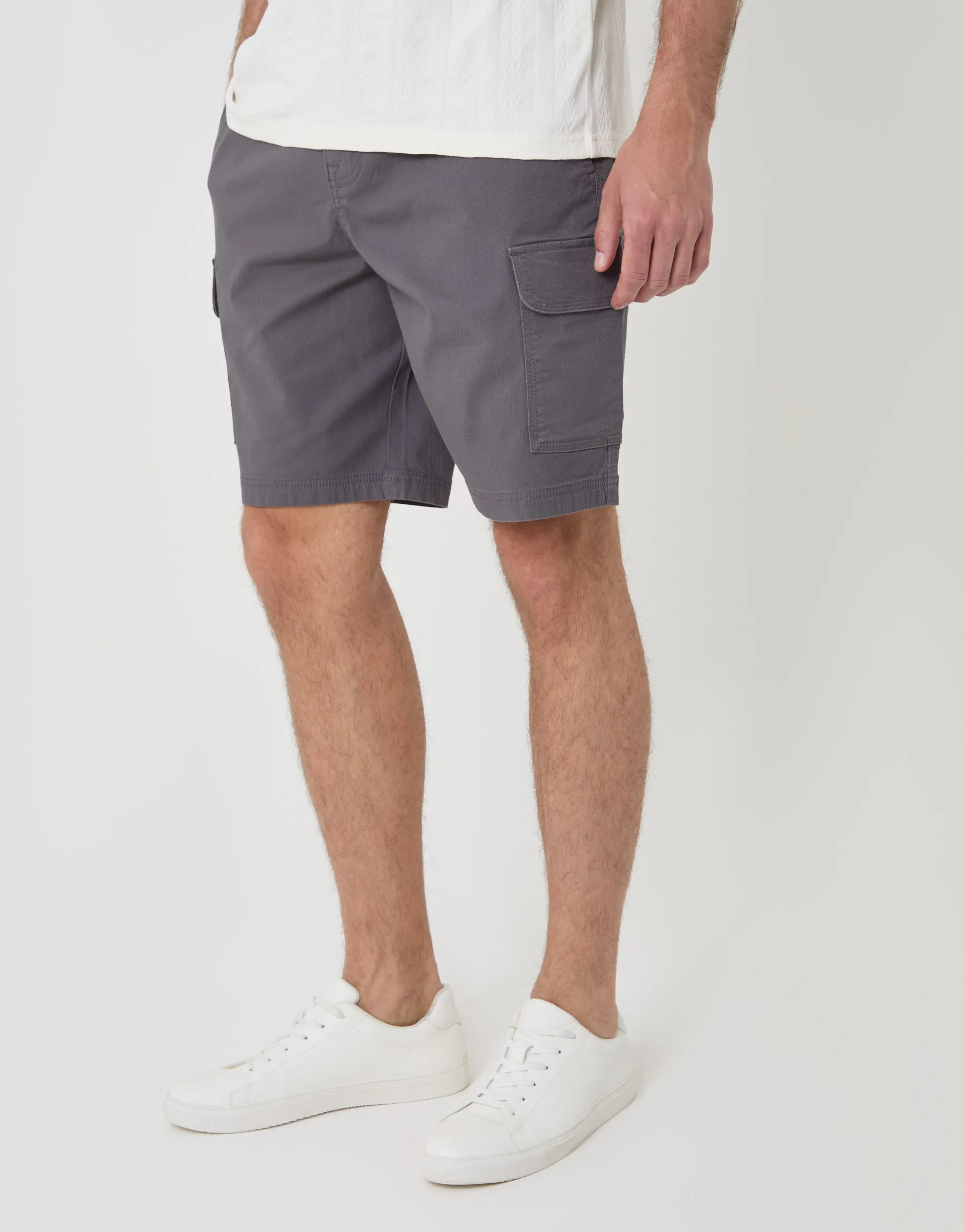 Regular Fit Textured Cargo Shorts in Slate Grey sold by Threadbare product image thumbnail 2