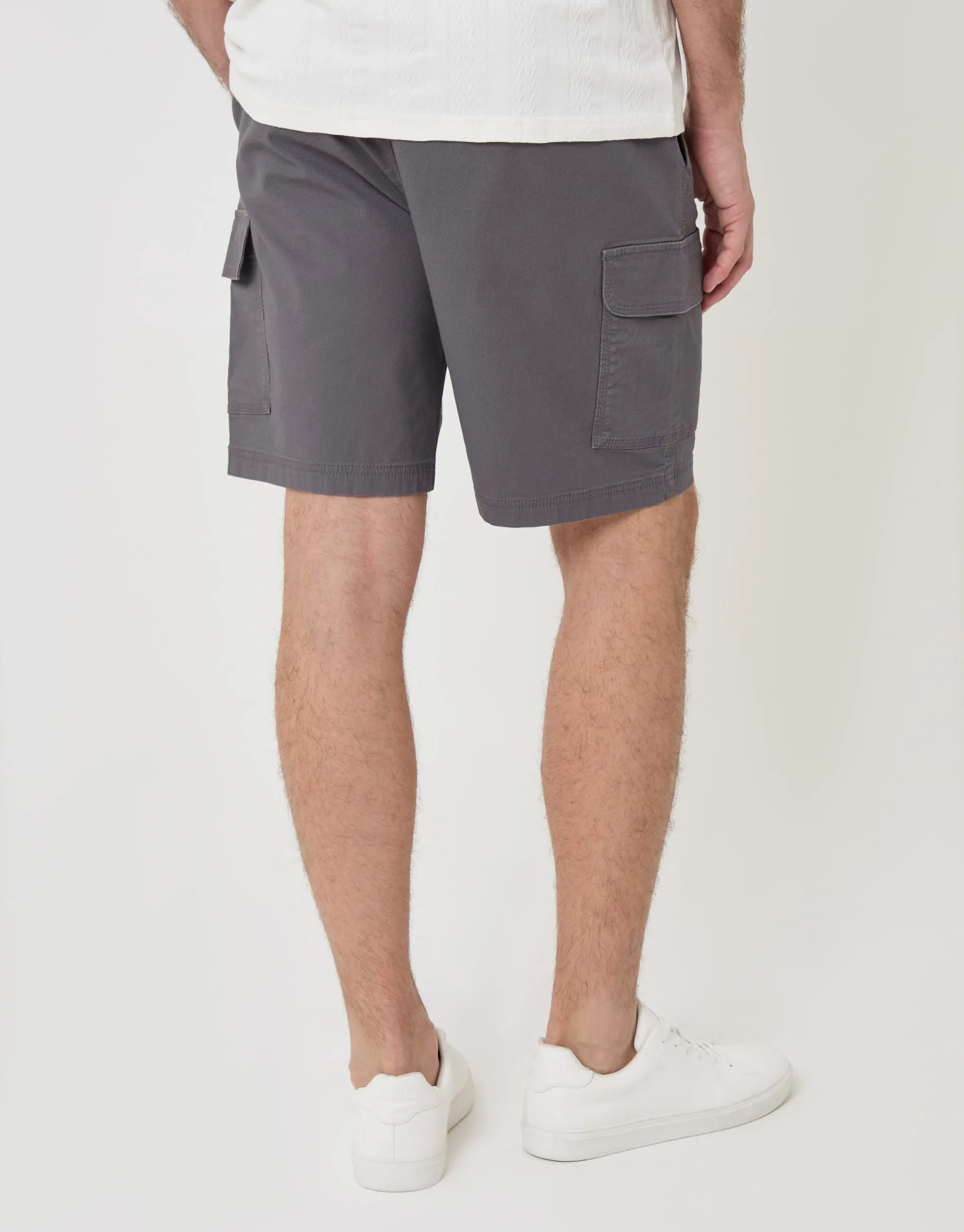 Regular Fit Textured Cargo Shorts in Slate Grey sold by Threadbare product image thumbnail 3