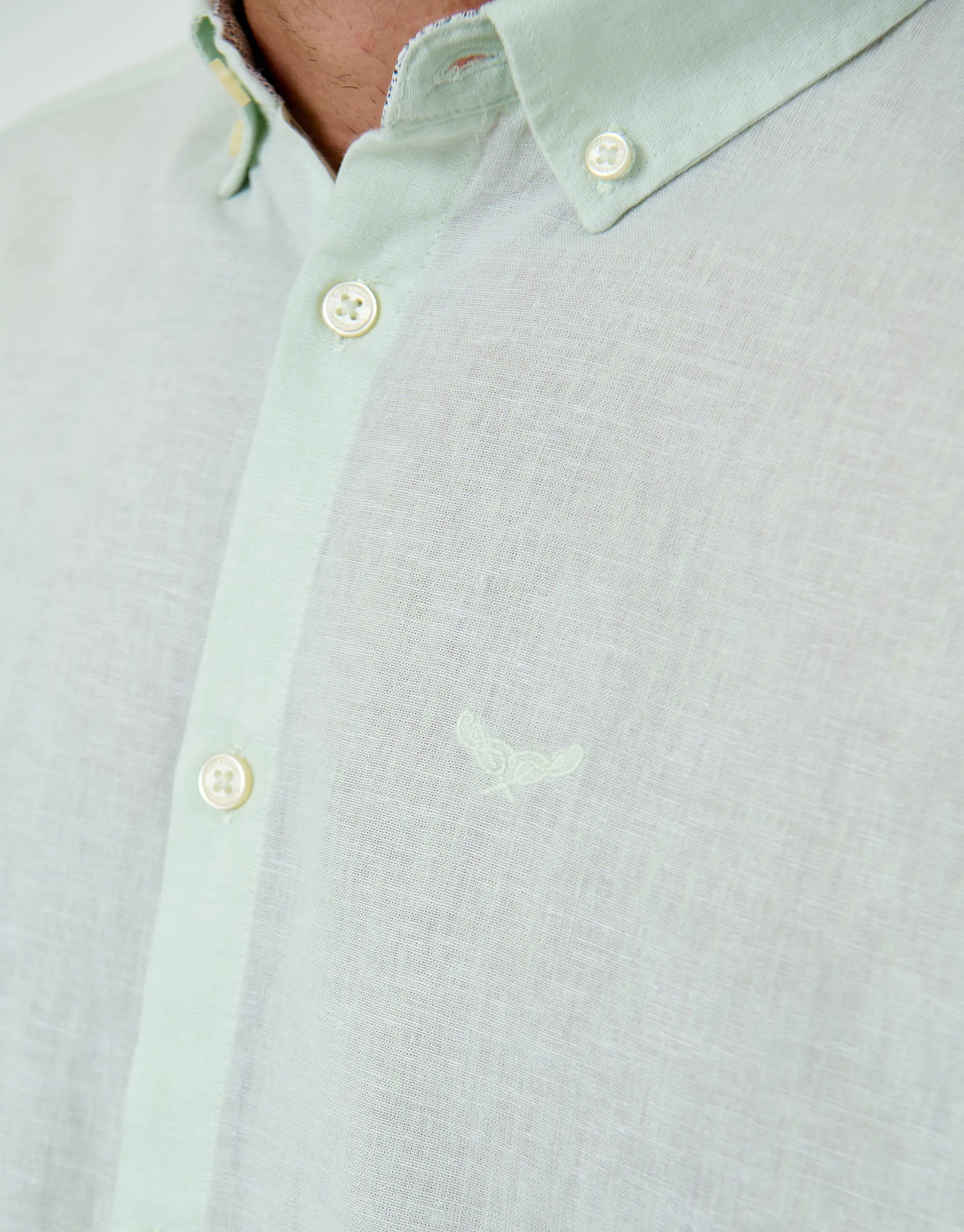Long Sleeve Linen Blend Shirt in Mint Green sold by Threadbare product image thumbnail 5