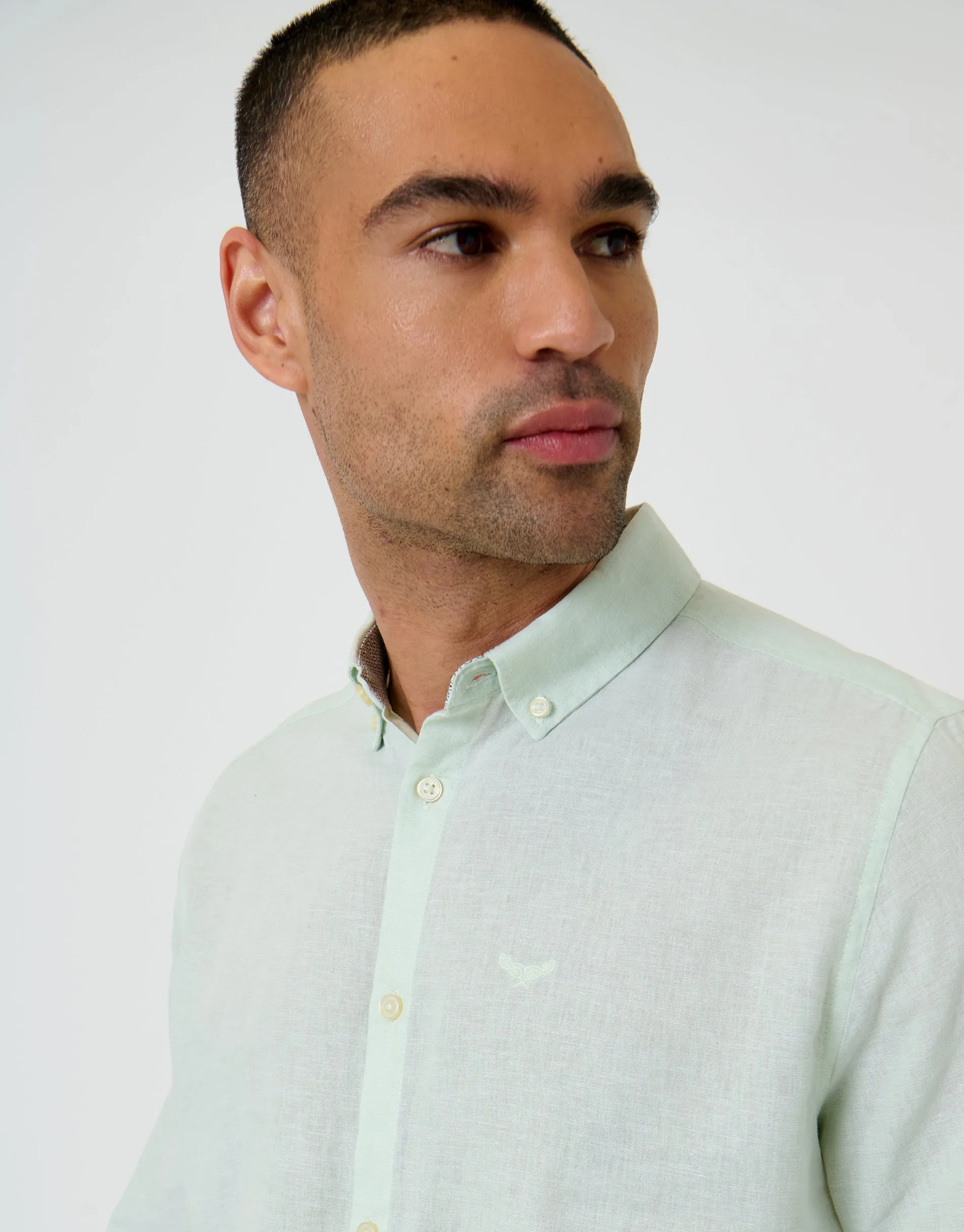 Long Sleeve Linen Blend Shirt in Mint Green sold by Threadbare product image thumbnail 4