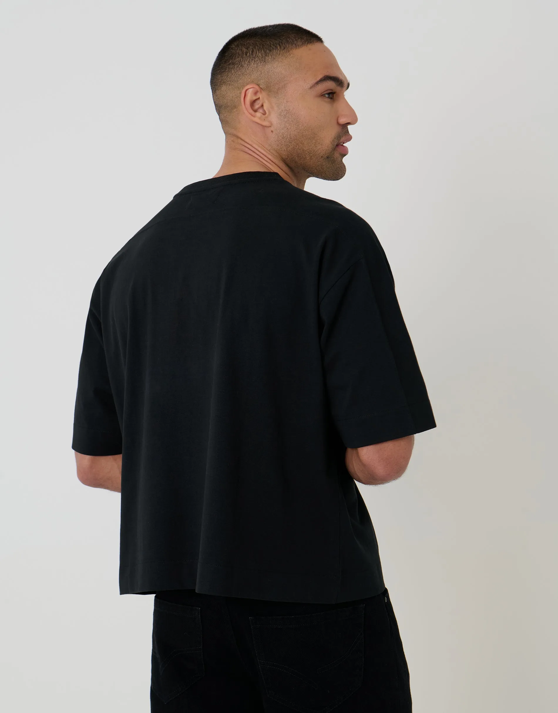 Boxy Relaxed Fit Cotton T-Shirt in Black sold by Threadbare product image thumbnail 2