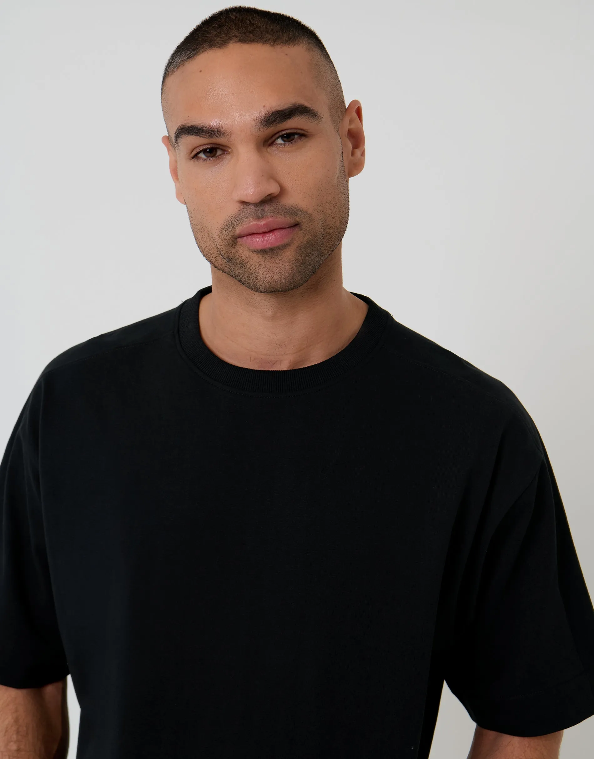 Boxy Relaxed Fit Cotton T-Shirt in Black sold by Threadbare product image thumbnail 4