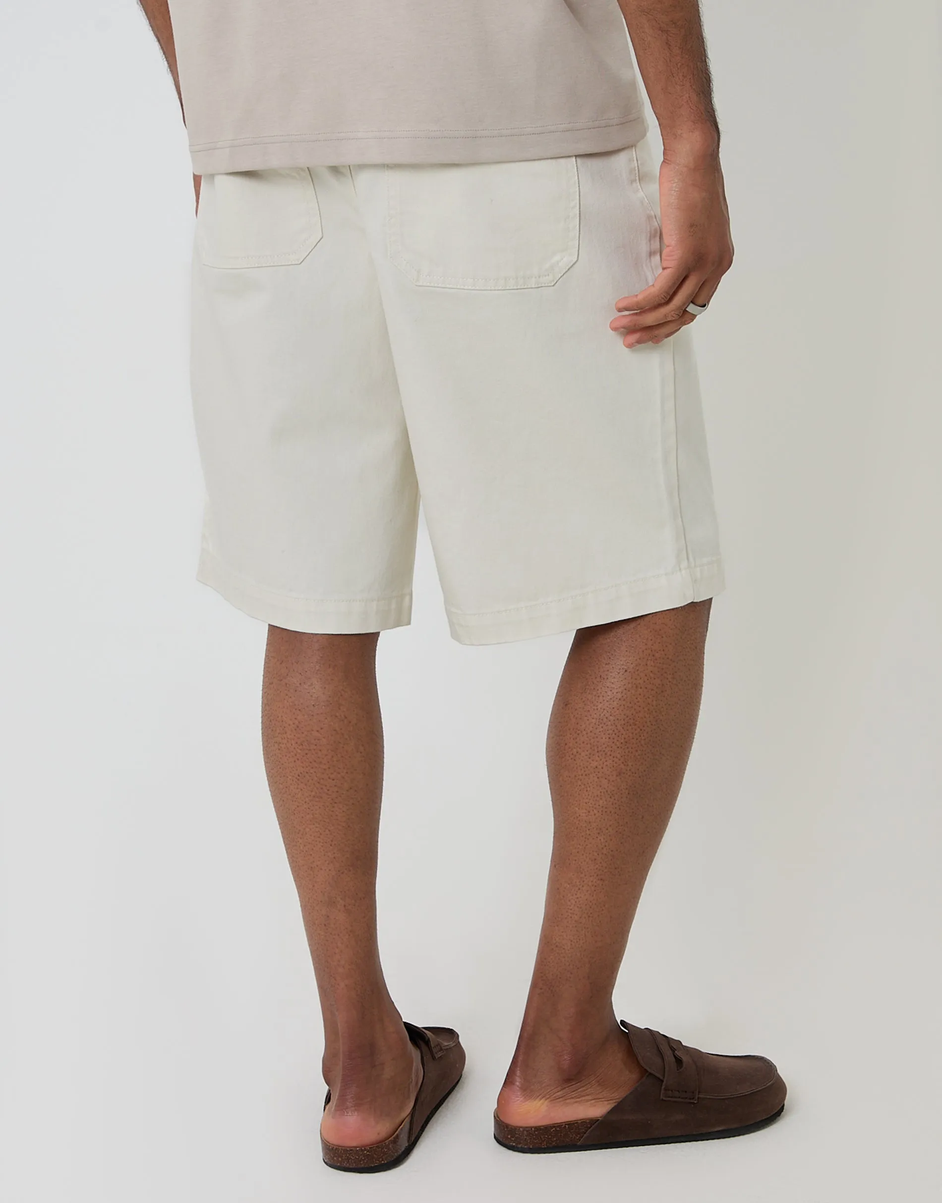 Baggy Fit Denim Shorts in Ecru sold by Threadbare product image thumbnail 3