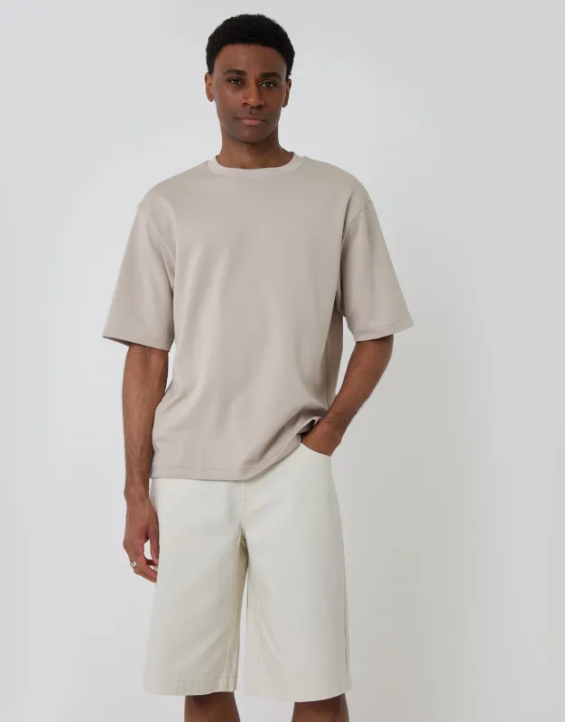 Baggy Fit Denim Shorts in Ecru made by Threadbare