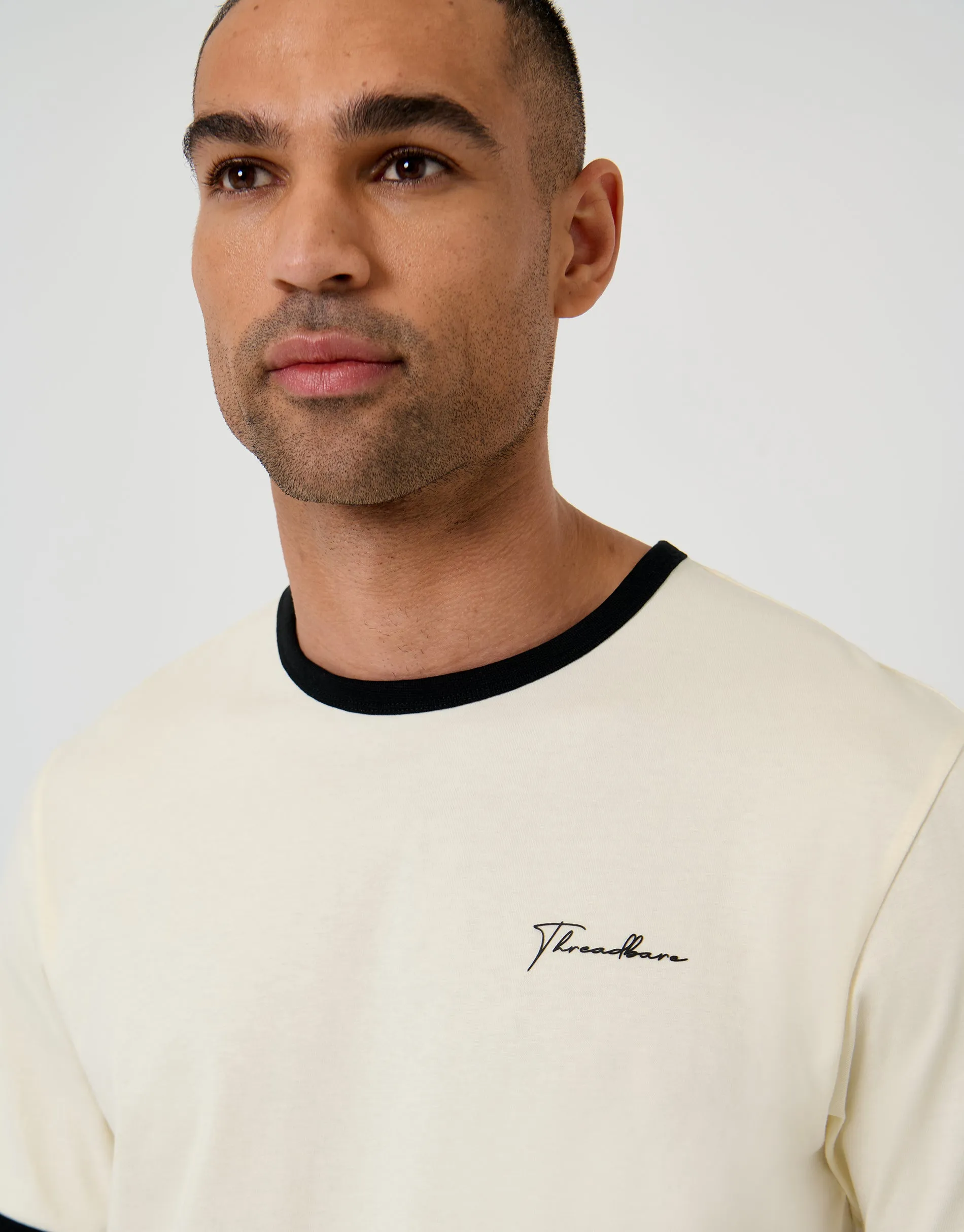 Script Cotton Ringer T-Shirt in Off White sold by Threadbare product image thumbnail 4