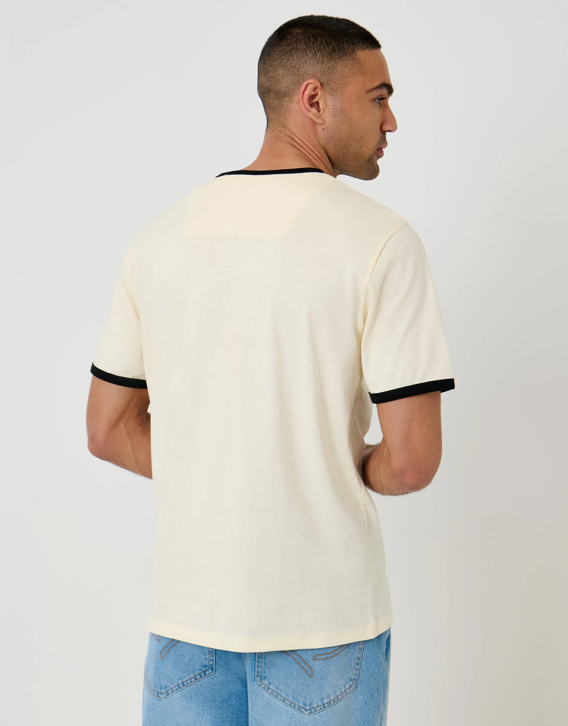 Script Cotton Ringer T-Shirt in Off White sold by Threadbare product image thumbnail 2