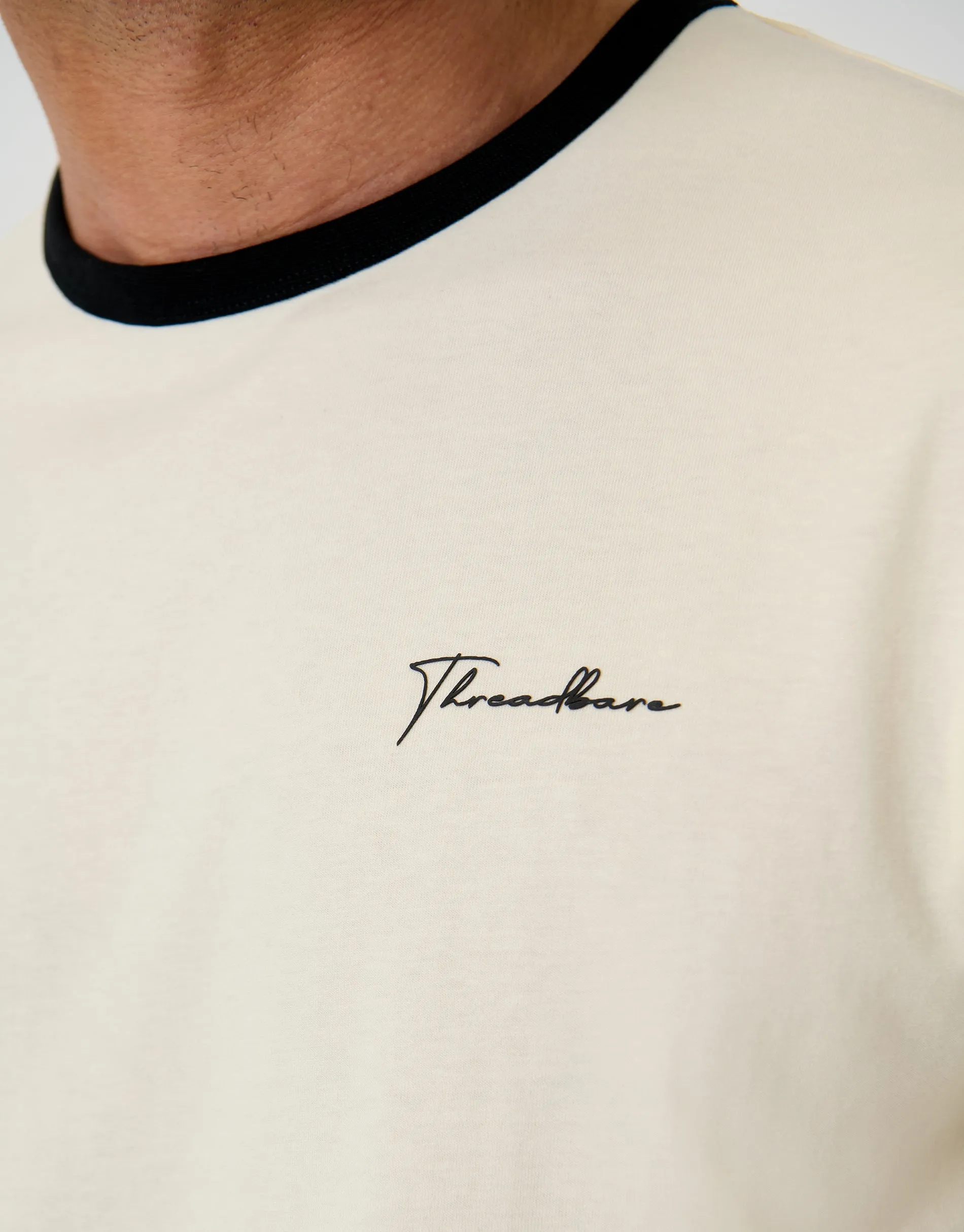 Script Cotton Ringer T-Shirt in Off White sold by Threadbare product image thumbnail 5