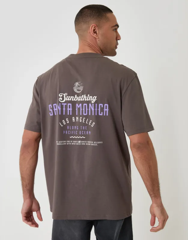 Relaxed Fit Los Angeles Graphic T-Shirt in Grey made by Threadbare