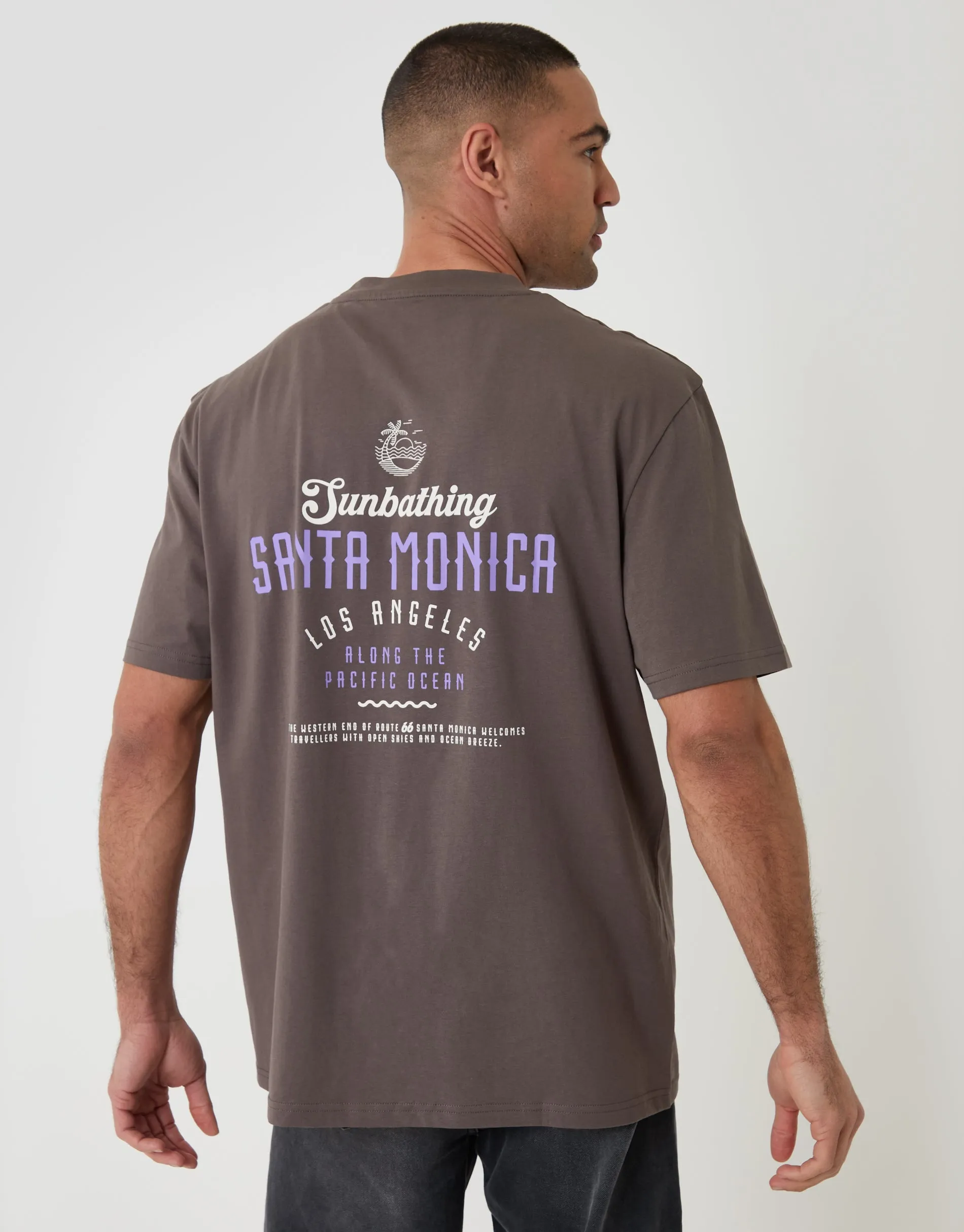 Relaxed Fit Los Angeles Graphic T-Shirt in Grey sold by Threadbare