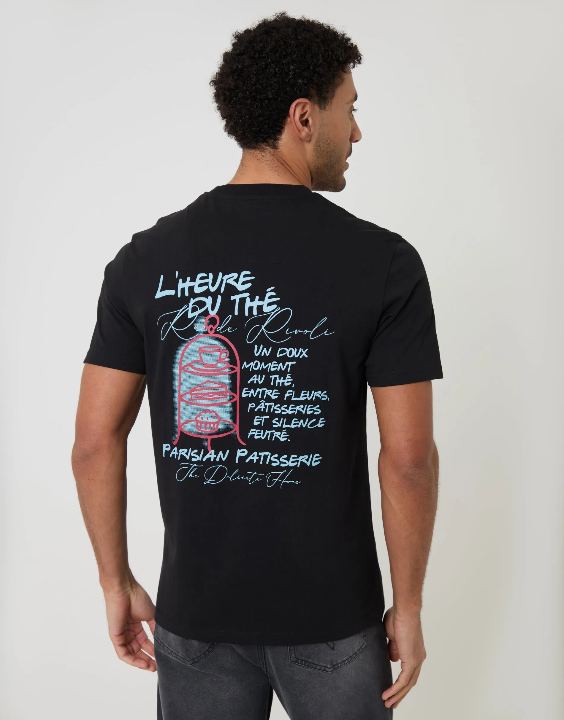 Relaxed Fit Patisserie Graphic Print T-Shirt in Black sold by Threadbare