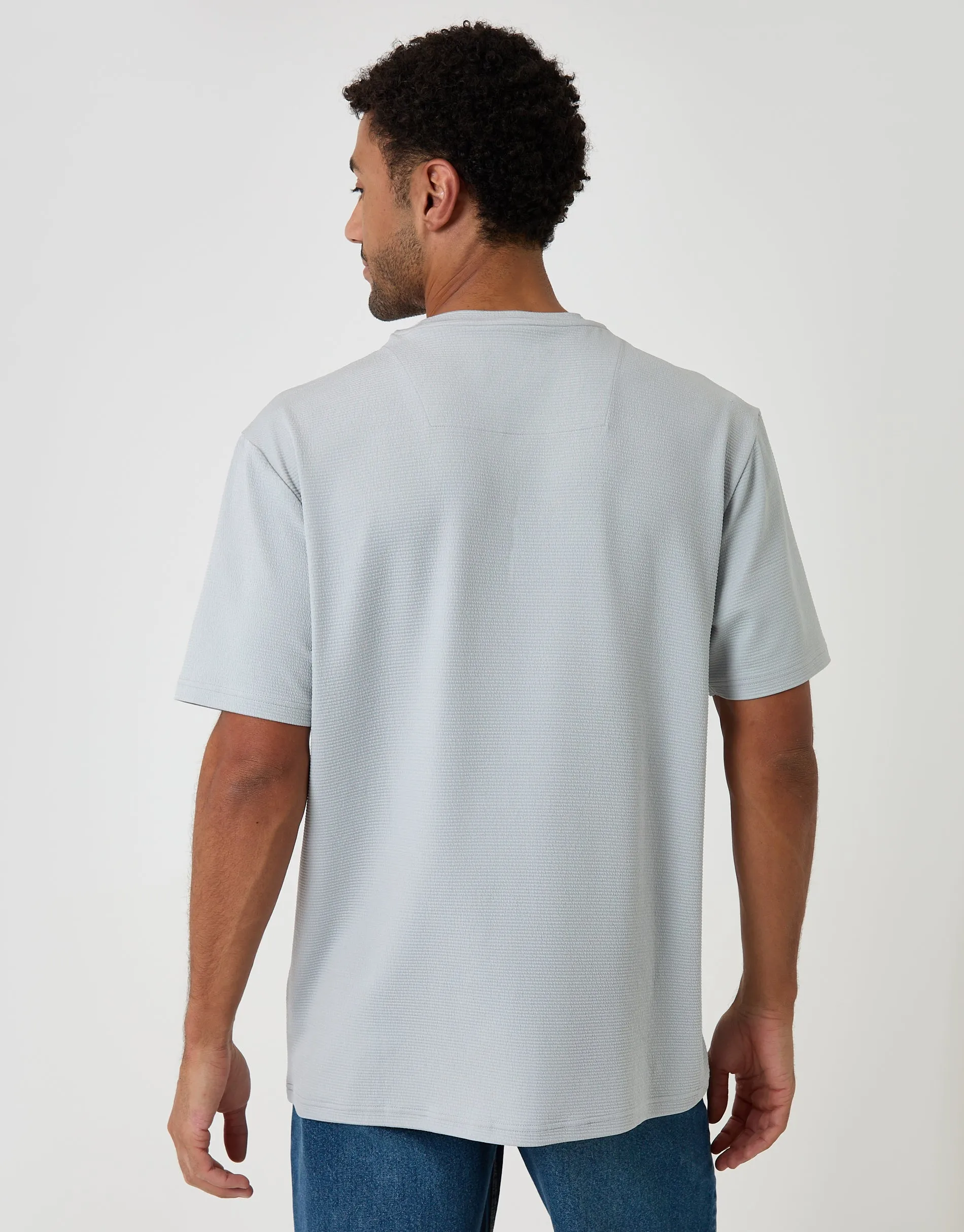 Relaxed Fit Cotton Textured T-Shirt in Grey sold by Threadbare product image thumbnail 2