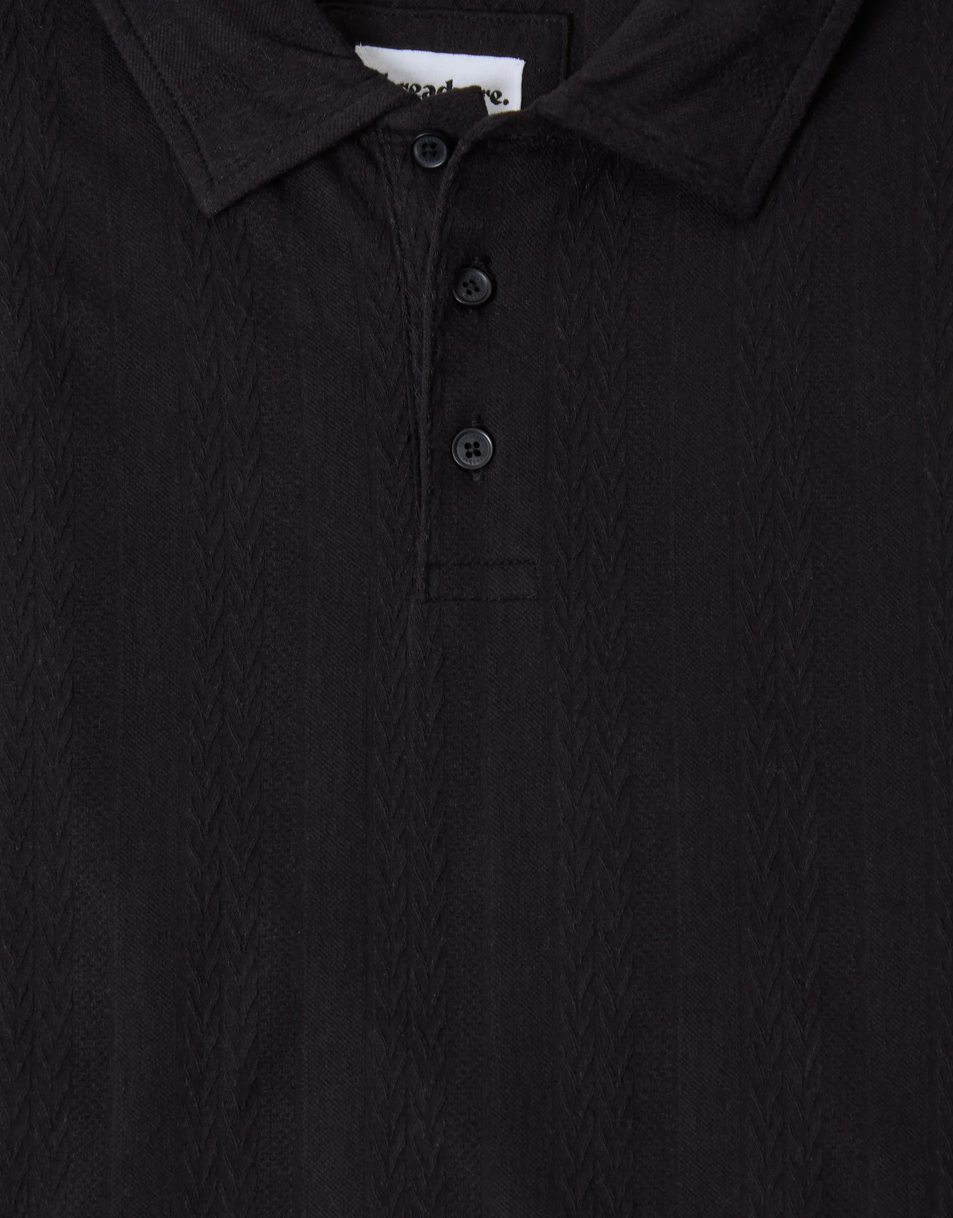 Textured Cotton Polo Shirt in Black sold by Threadbare product image thumbnail 5