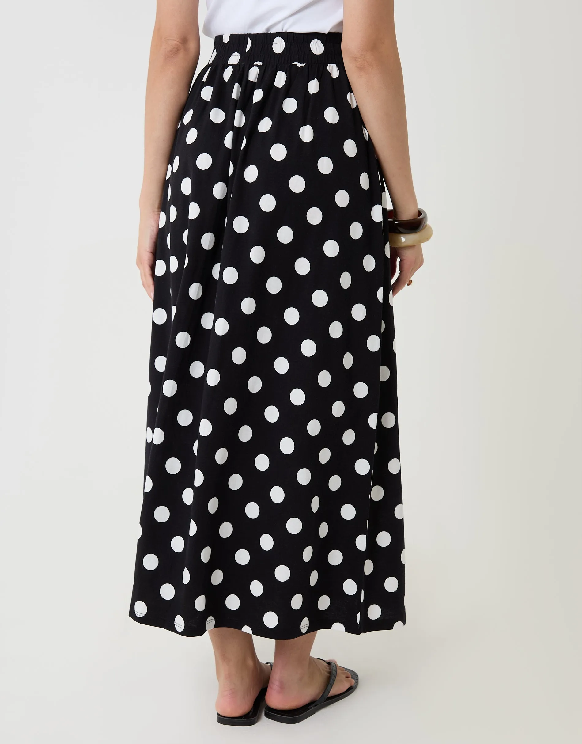 Pure Cotton A-Line Maxi Skirt in Mono Polka Dot sold by Threadbare product image thumbnail 3